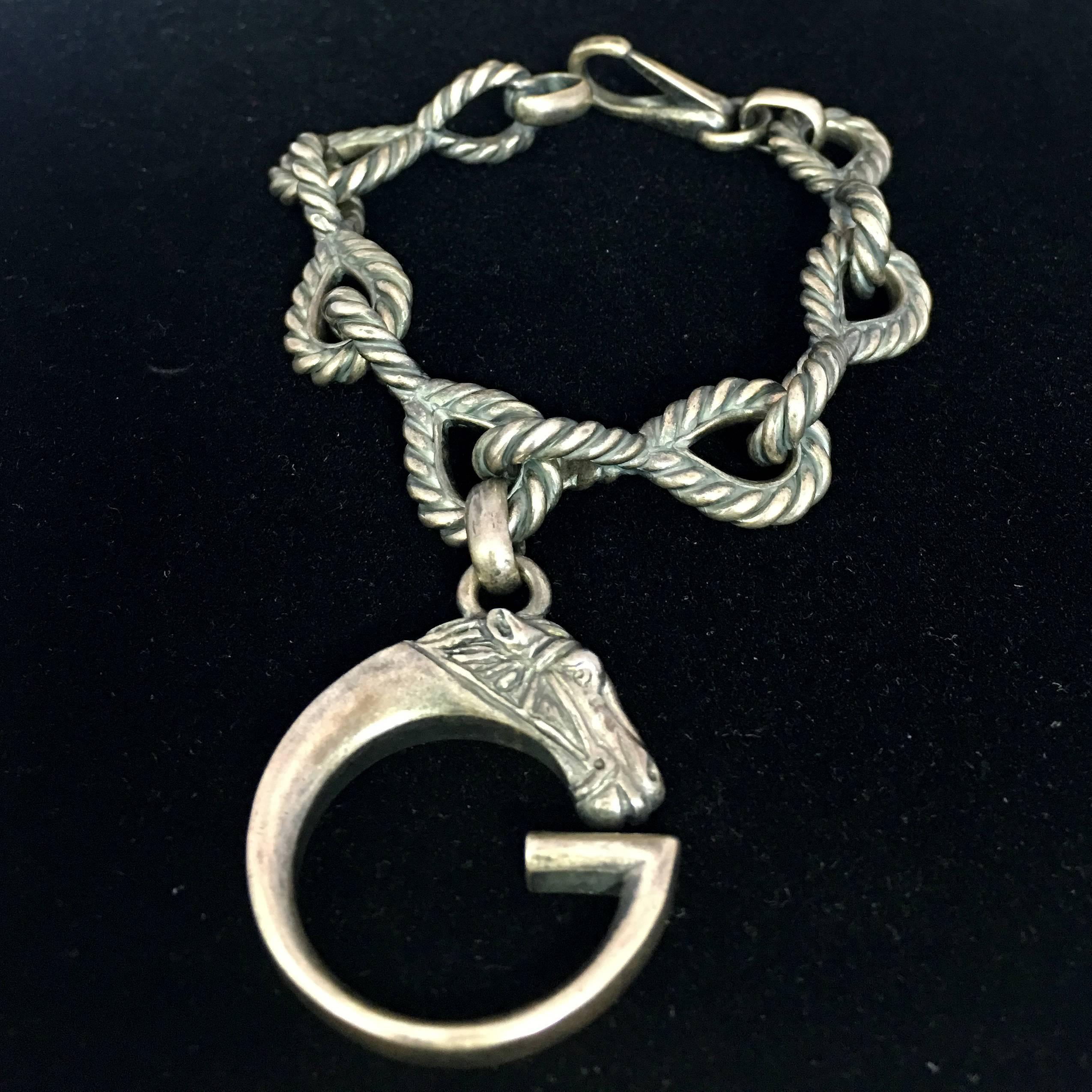 Women's or Men's Gucci Sterling Silver Rope Chain Bracelet with 