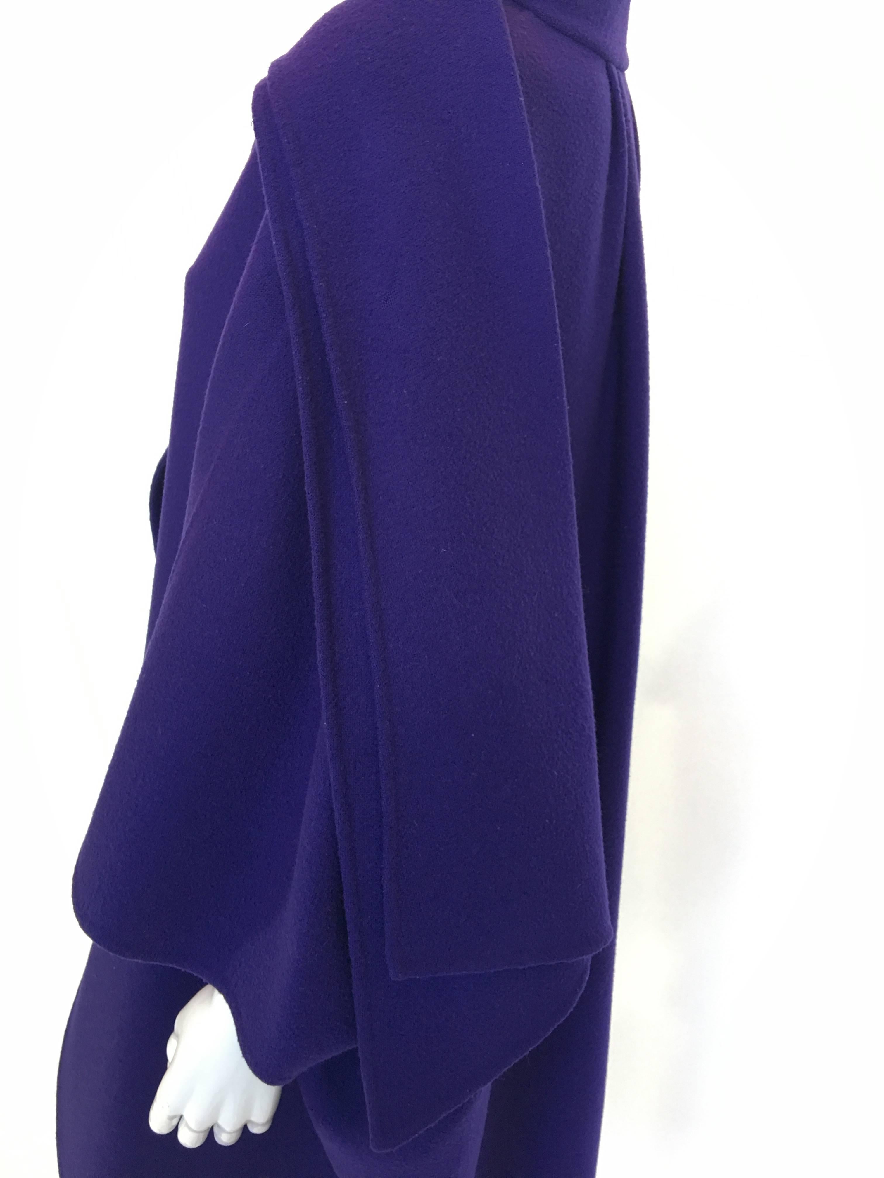 Ferragamo Purple Wool Cape Style Coat / I Magnin Department Store For Sale 1