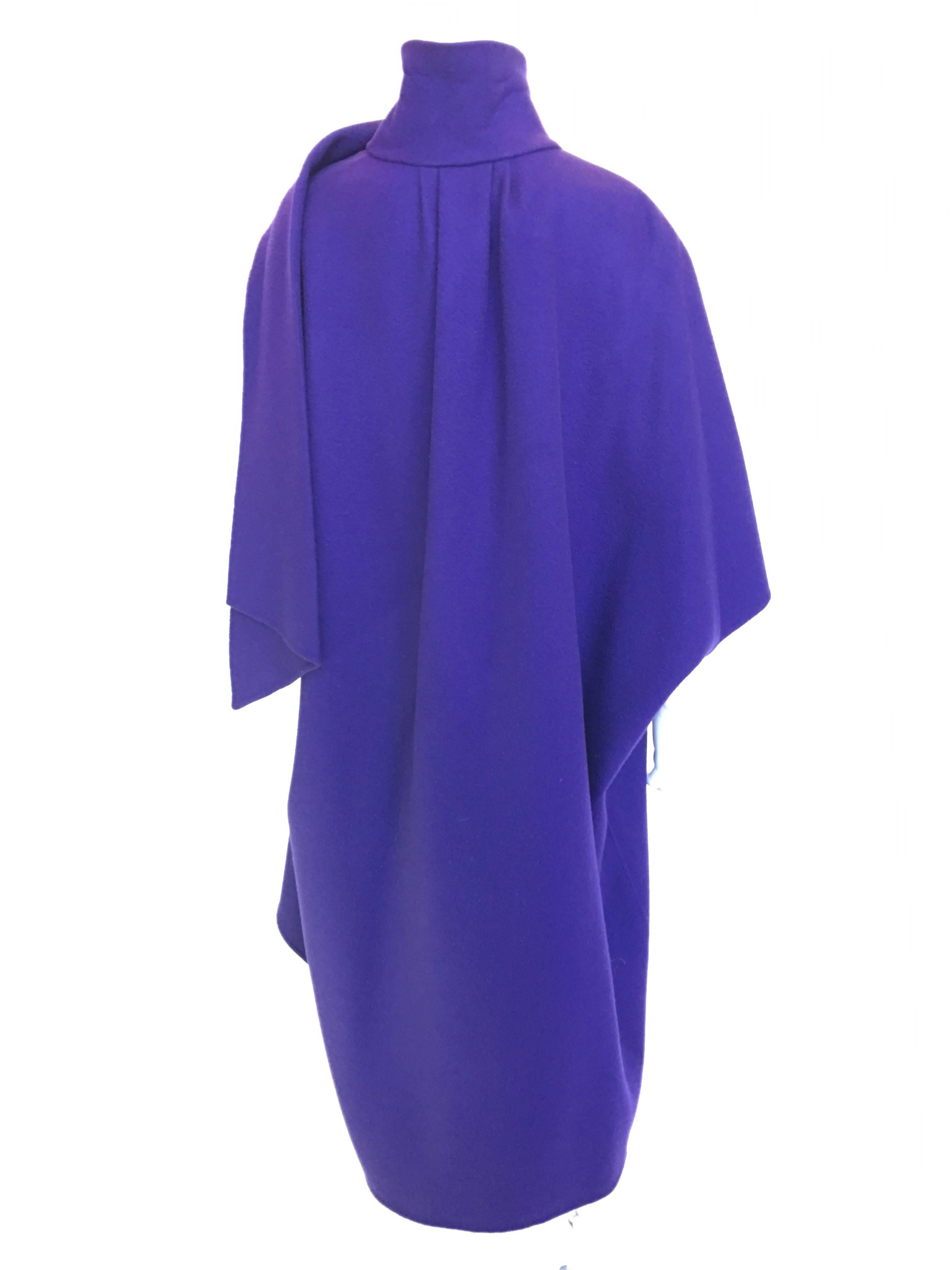 Ferragamo Purple Wool Cape Style Coat / I Magnin Department Store For Sale 2