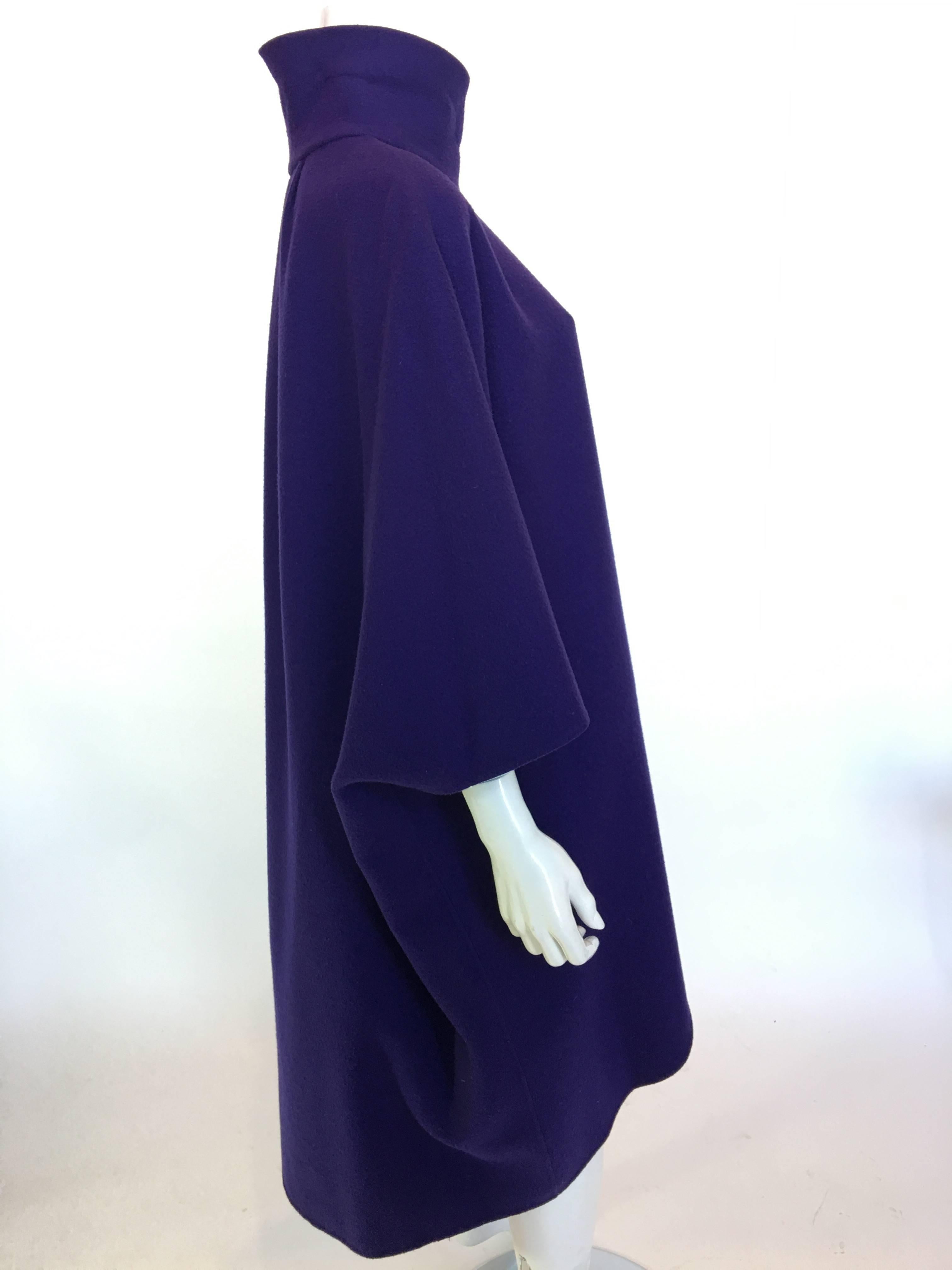 Ferragamo Purple Wool Cape Style Coat / I Magnin Department Store For Sale 3