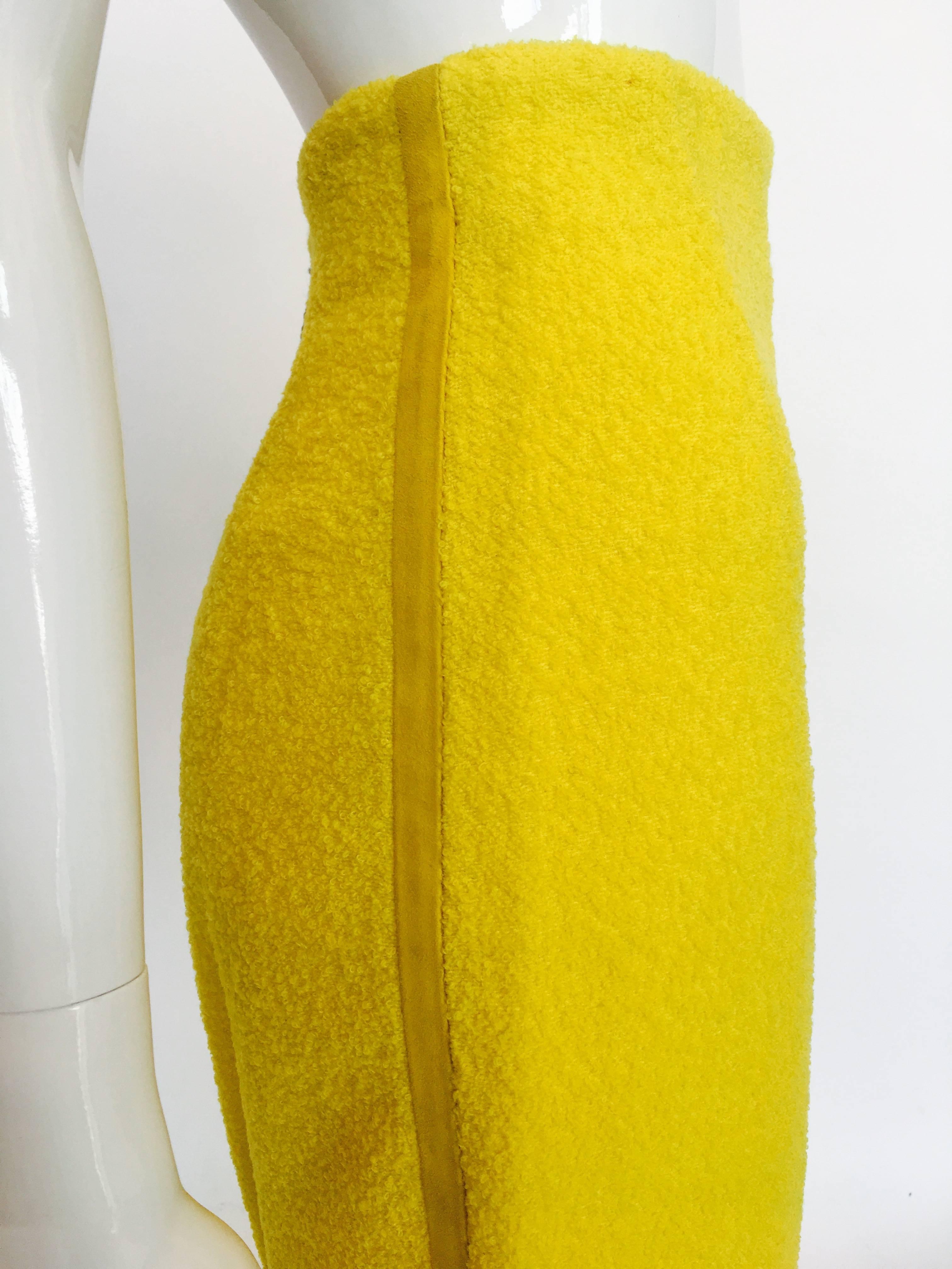 Women's or Men's Gianni Versace Yellow Nubby Knit 2 Pc Skirt Suit