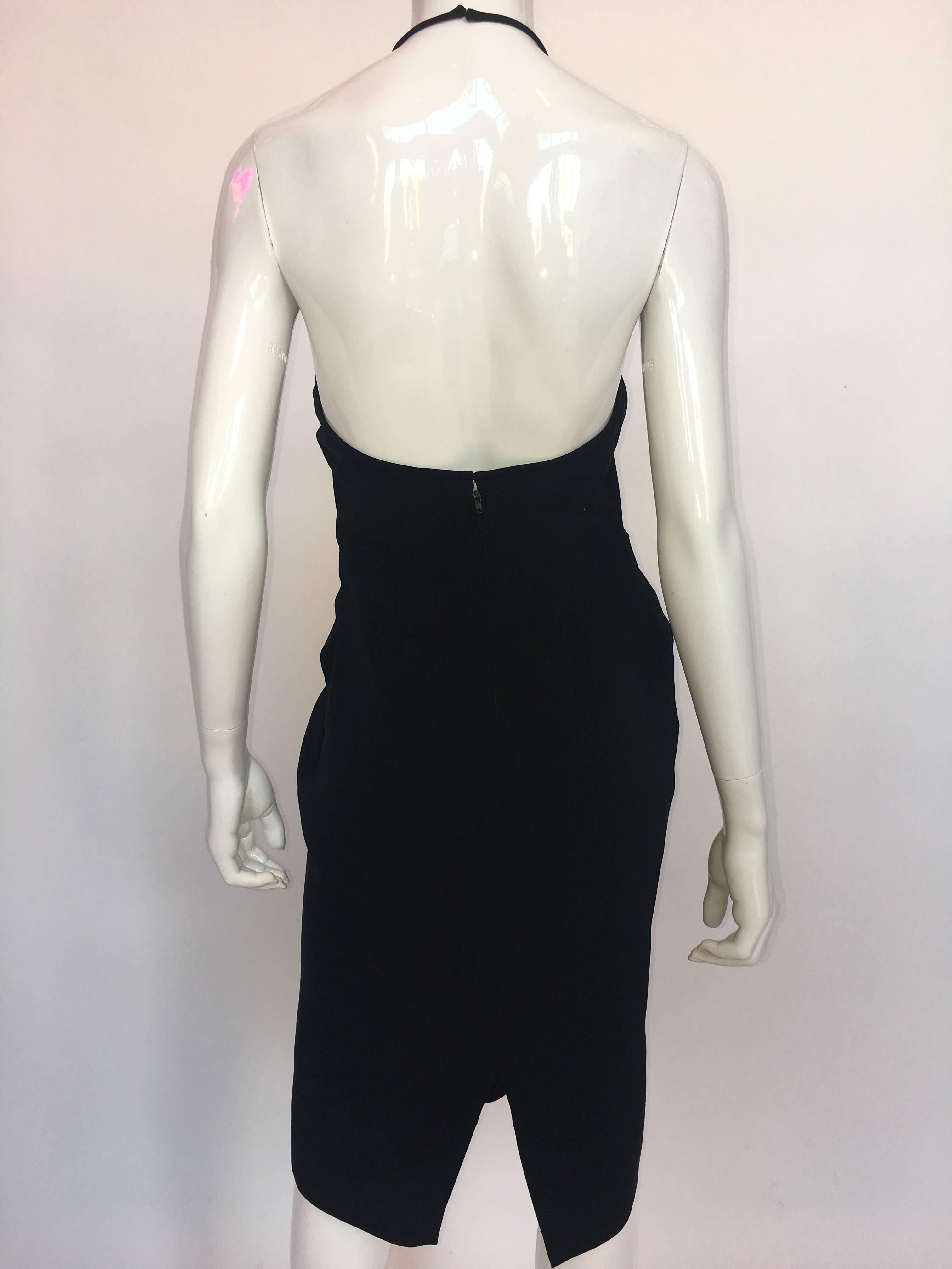 Women's or Men's 1990s Karl Lagerfeld Sexy Black High Neck Halter Dress  For Sale