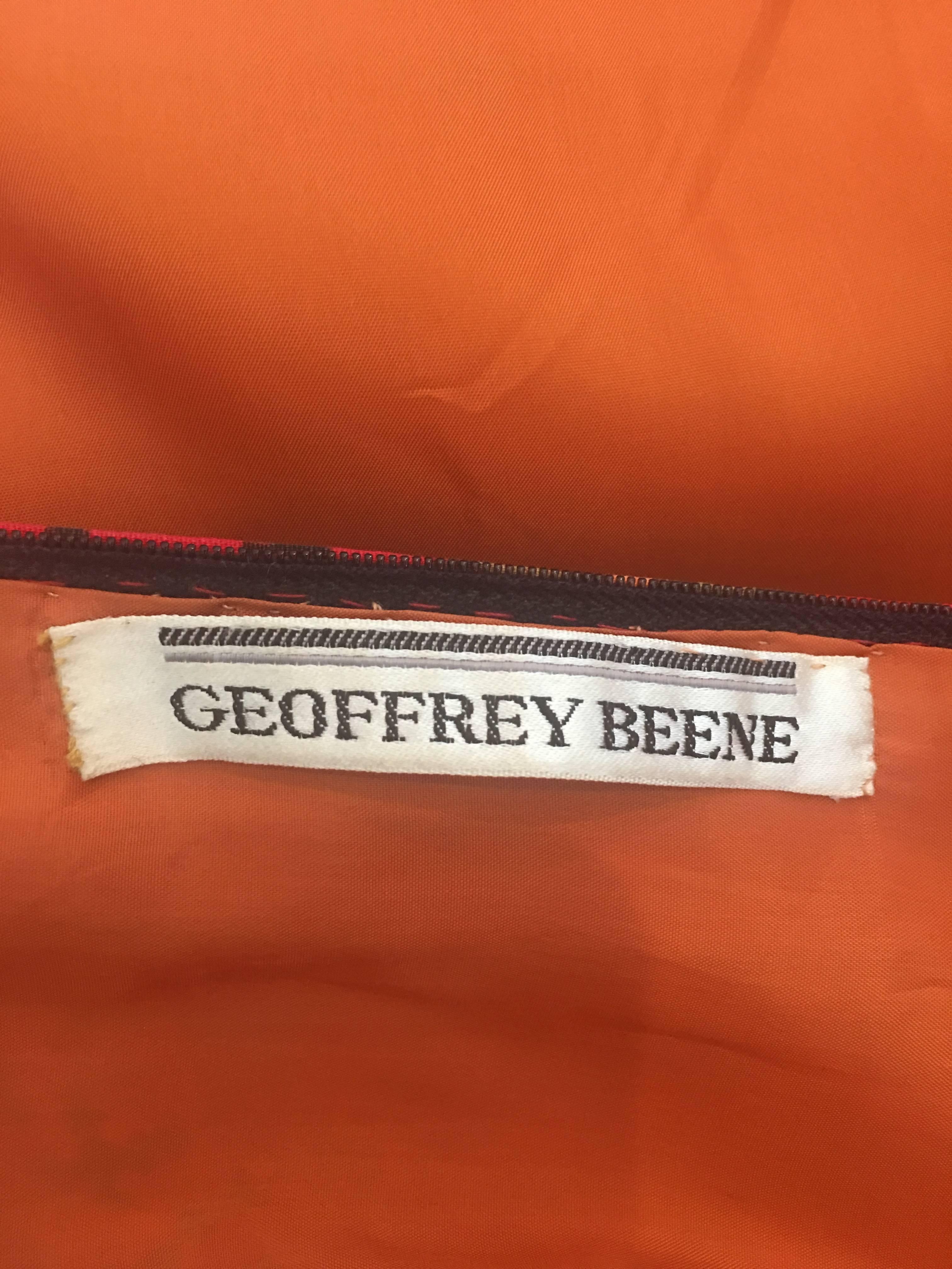 Geoffrey Beene - Robe orange multicolore avec jupe matelassée, années 1960  en vente 3