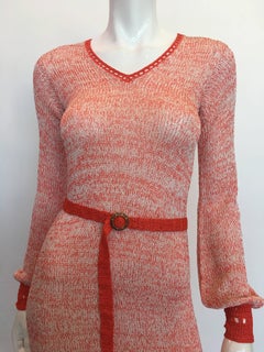 1970s Helga Howie Knit Red/White Space Dye Dress