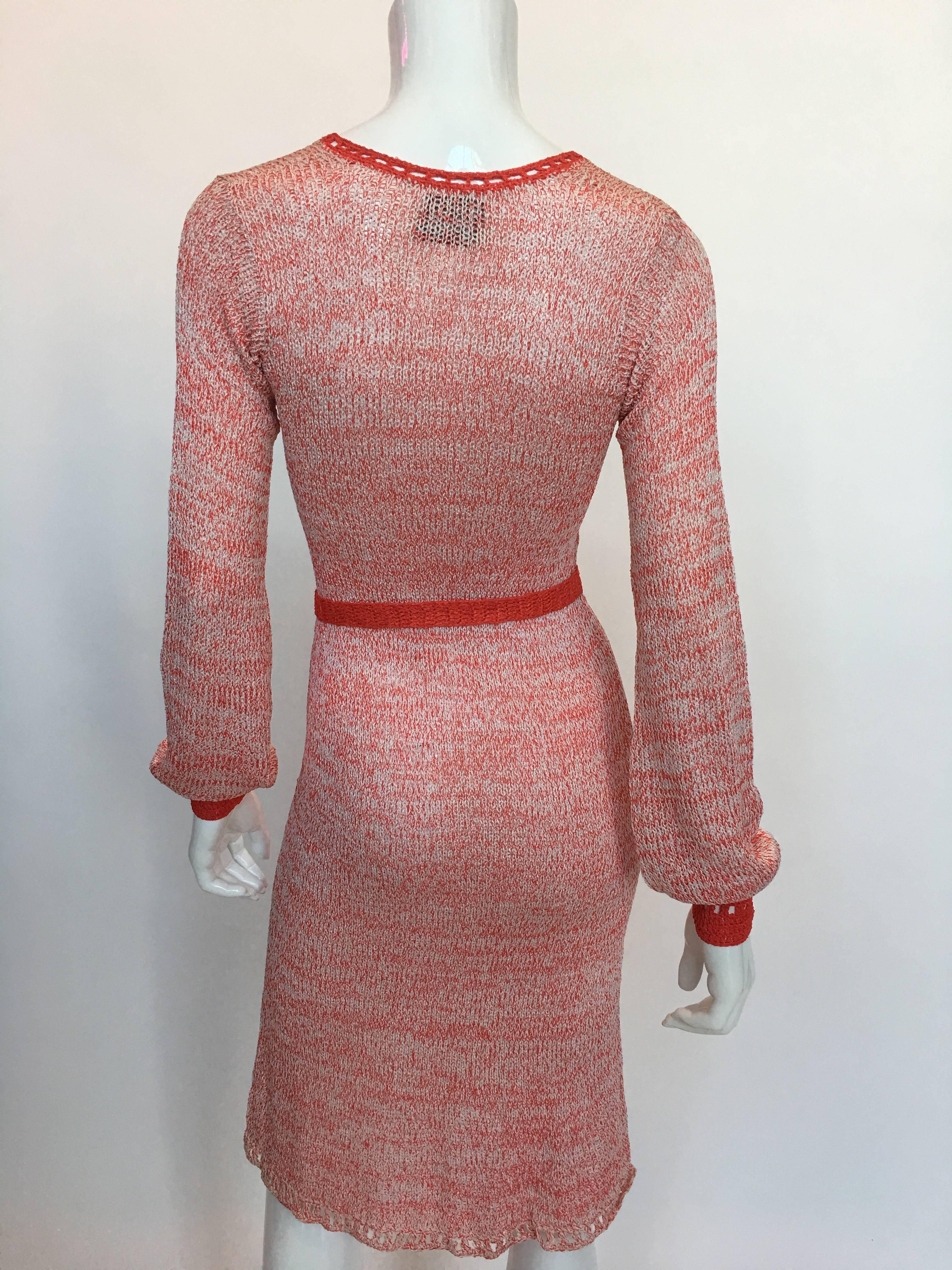 1970s Helga Howie Knit Red/White Space Dye Dress For Sale 2