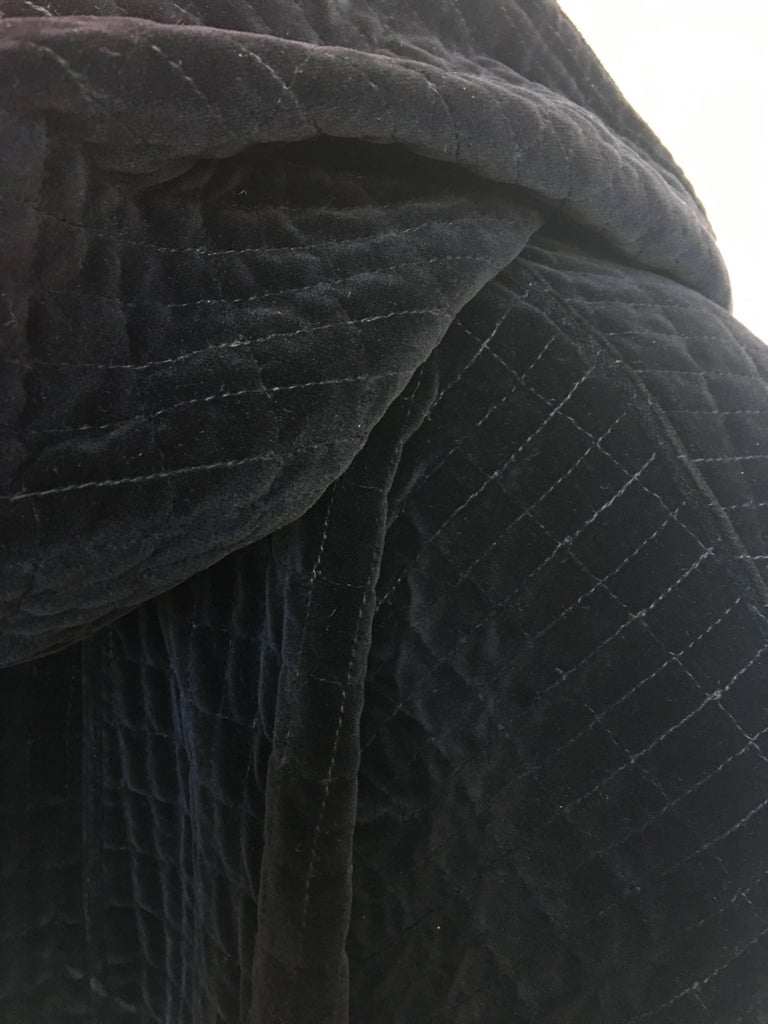 1980s Versace Black Quilted Cotton Velvet Oversized Hooded Jacket For ...