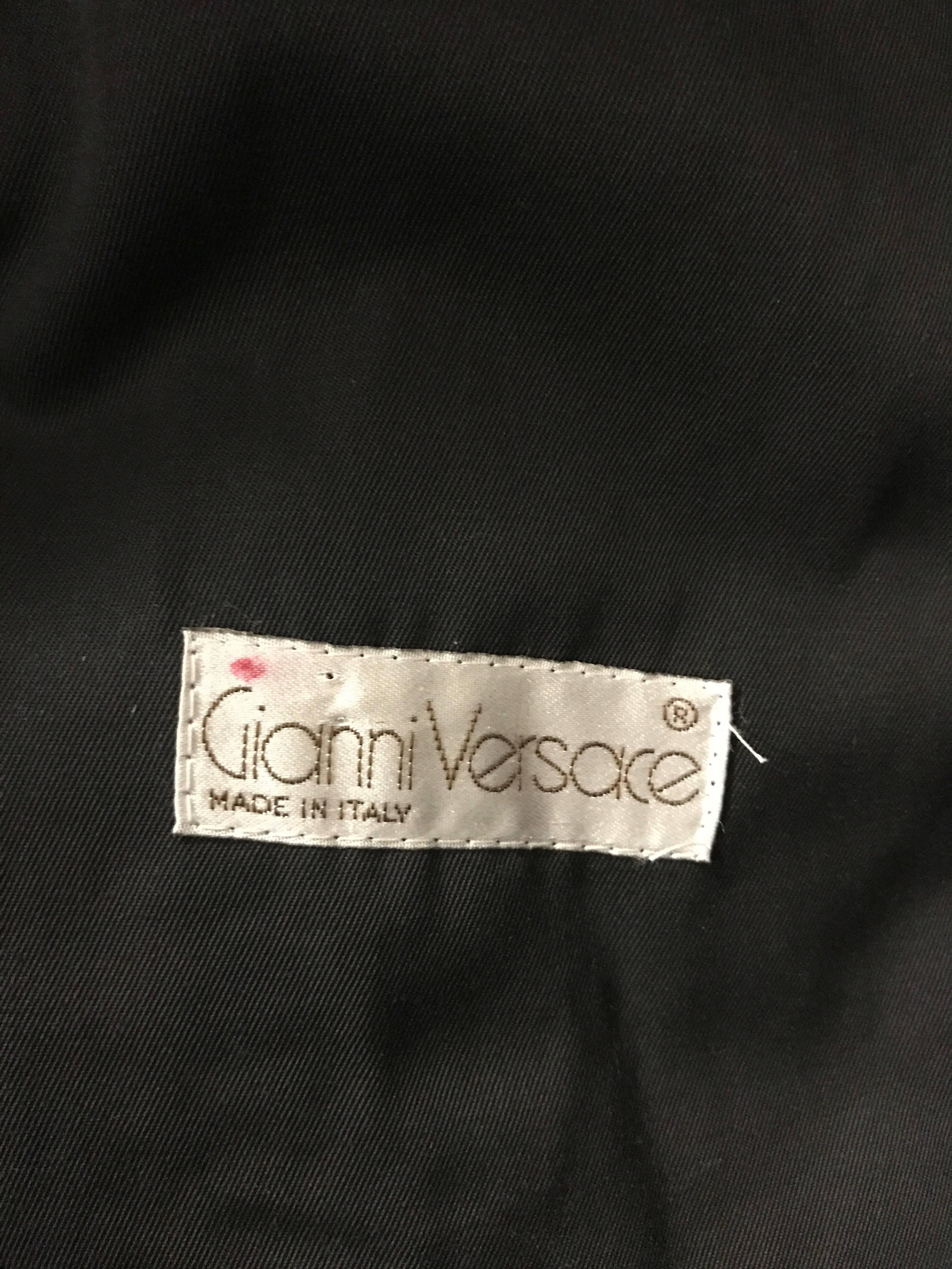 1980s Versace Black Quilted Cotton Velvet Oversized Hooded Jacket 2