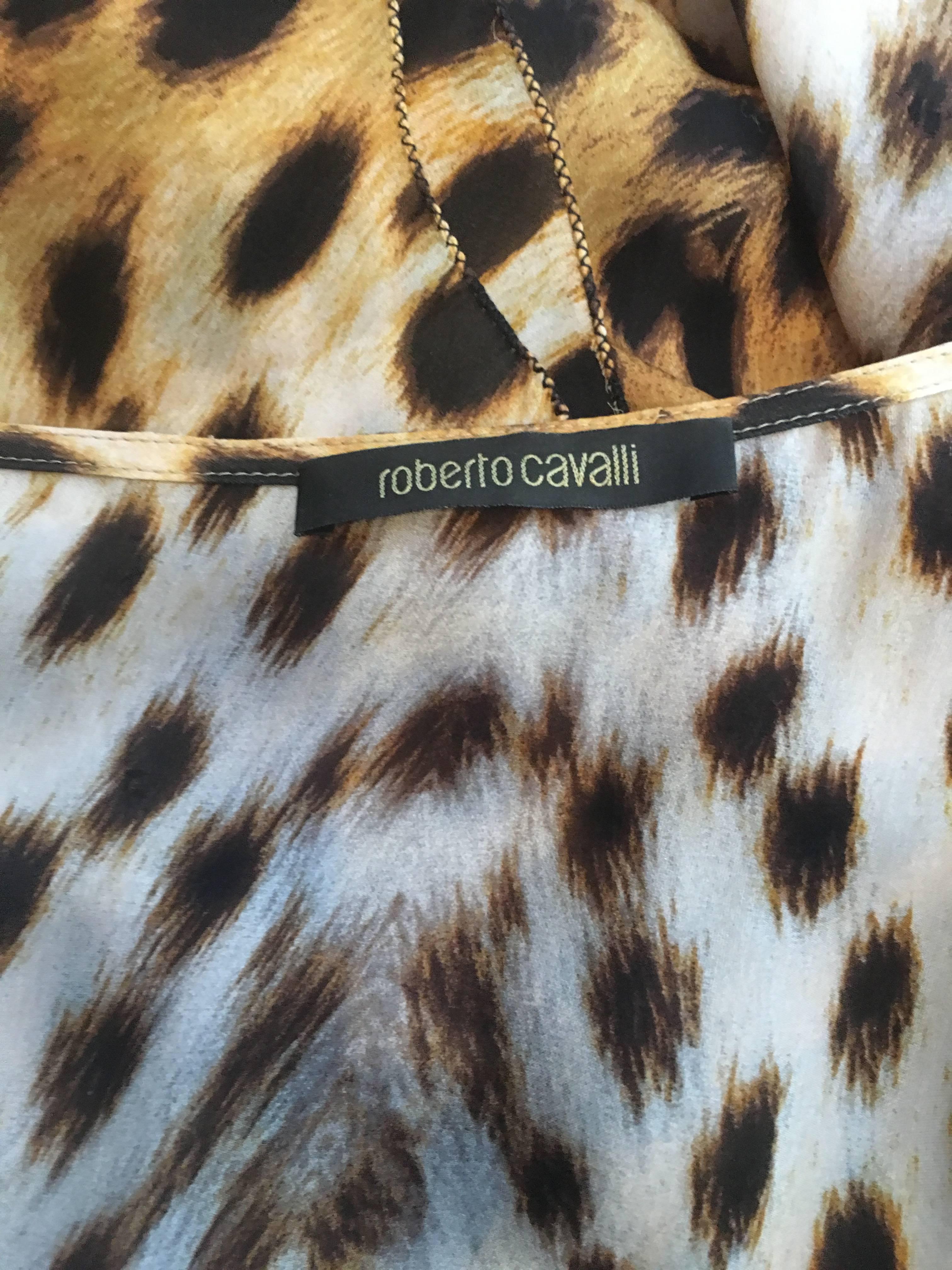 Roberto Cavalli Silk Leopard Print Dress 1