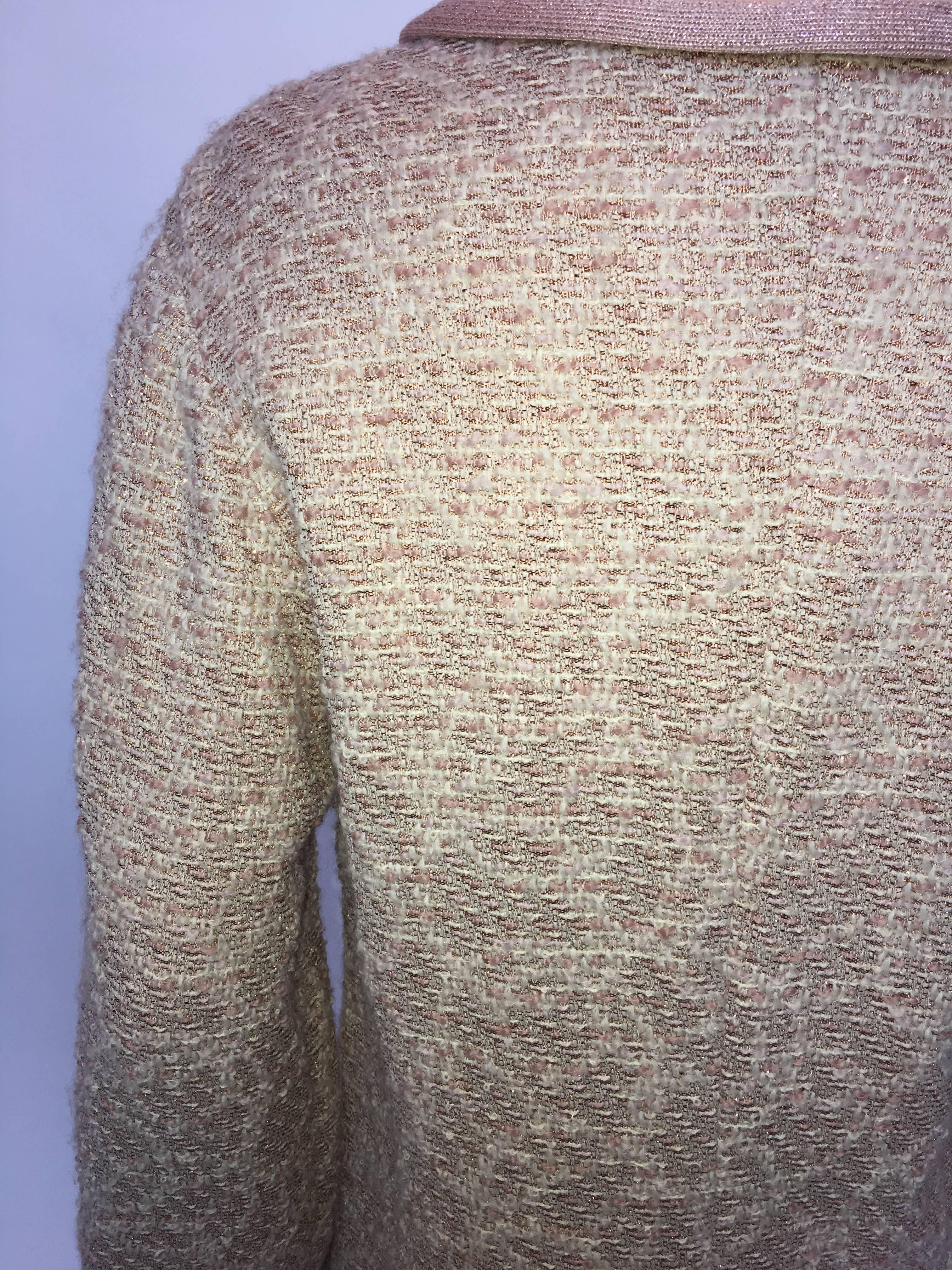 Women's or Men's Missoni Wool Dusty Rose & Ivory Woven Jacket With Metallic Thread