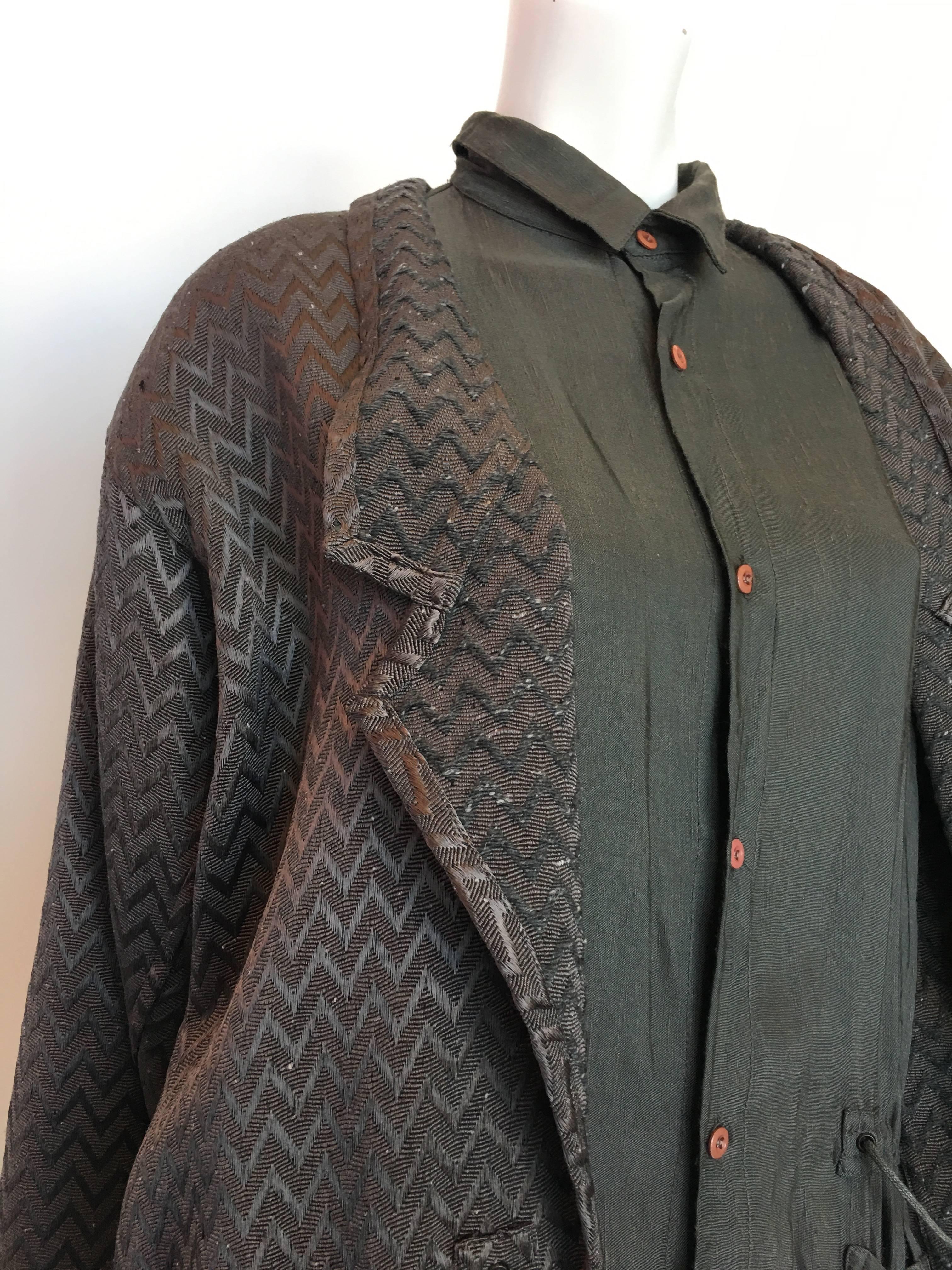 1980s Marithe + Francois Girbaud Oversized Grey Jacquard Jacket & Shirt Set In Good Condition For Sale In Los Angeles, CA