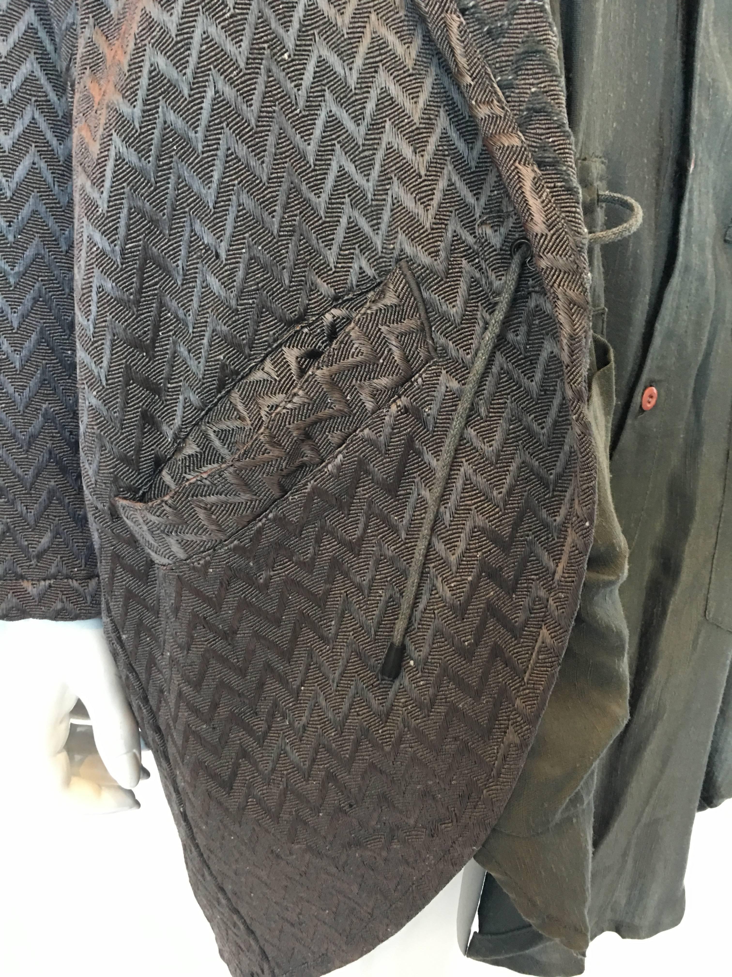 Women's or Men's 1980s Marithe + Francois Girbaud Oversized Grey Jacquard Jacket & Shirt Set For Sale