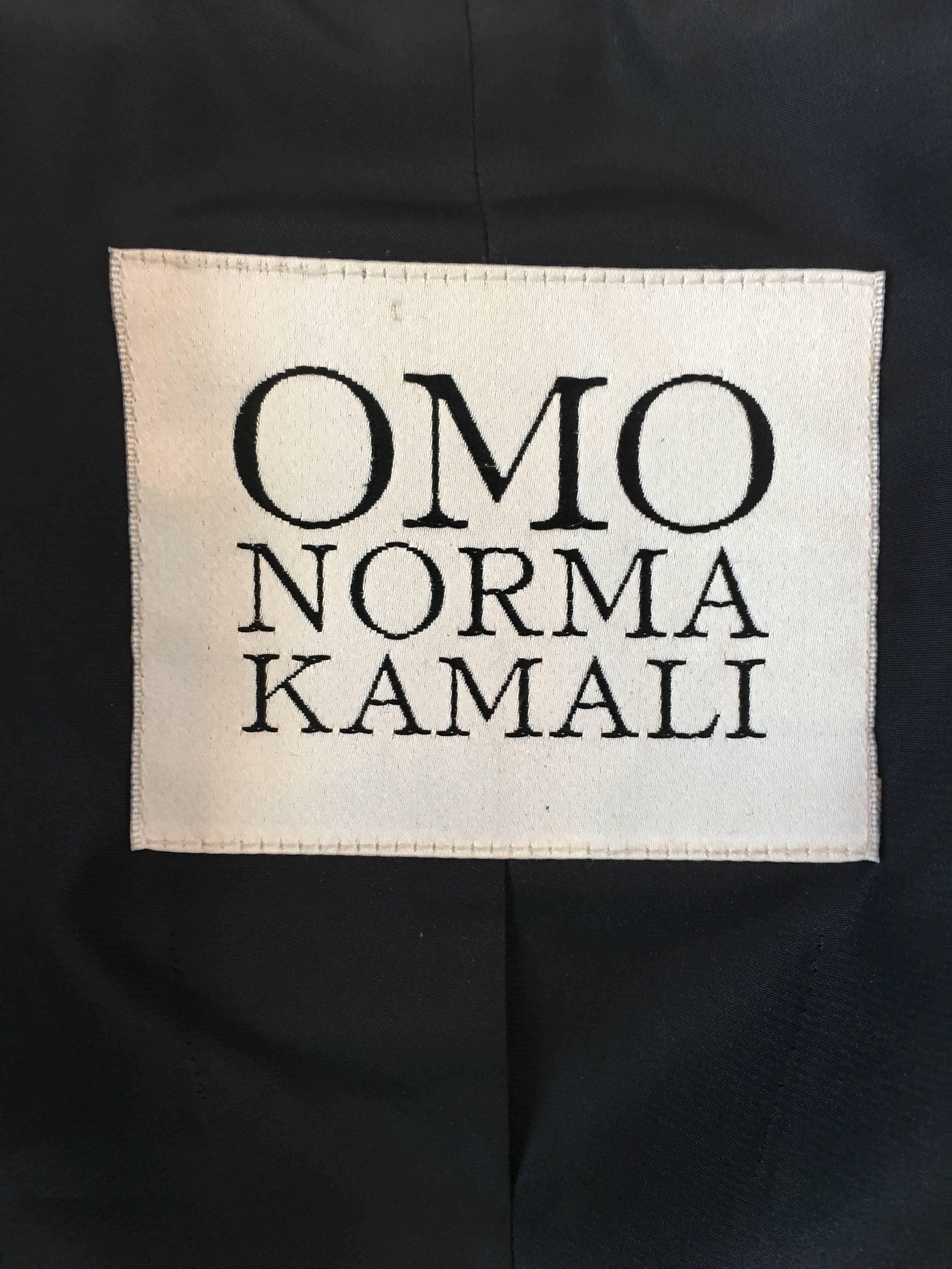 1980s OMO by Norma Kamali Black Wool Mini Skirt Suit with Button Detail For Sale 1