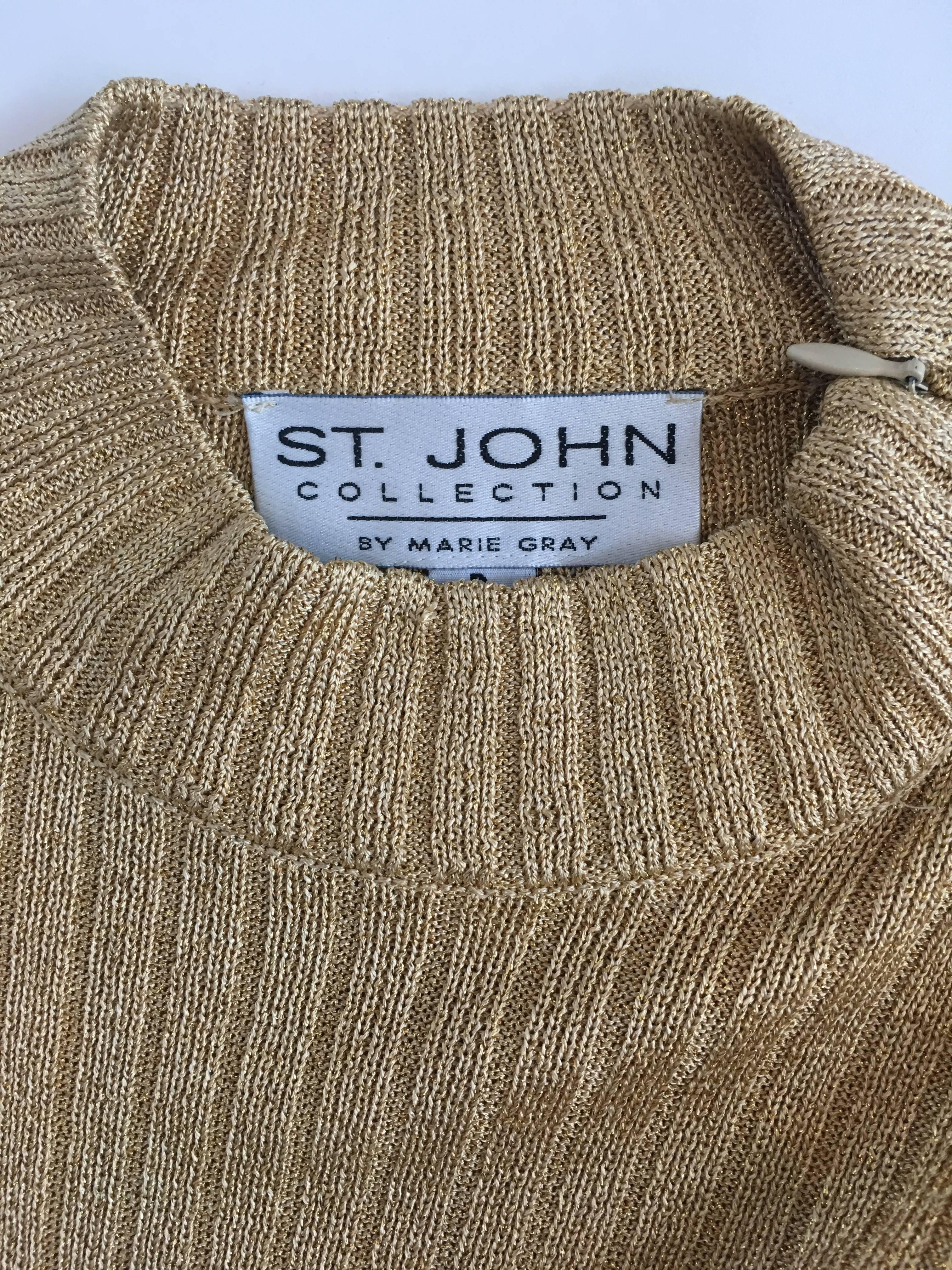 1990s St John Gold Knit Skirt Set In Good Condition In Los Angeles, CA
