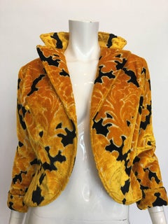 Rudi Gernreich Yellow and Black Velvet Brocade Cropped Jacket, 1960s