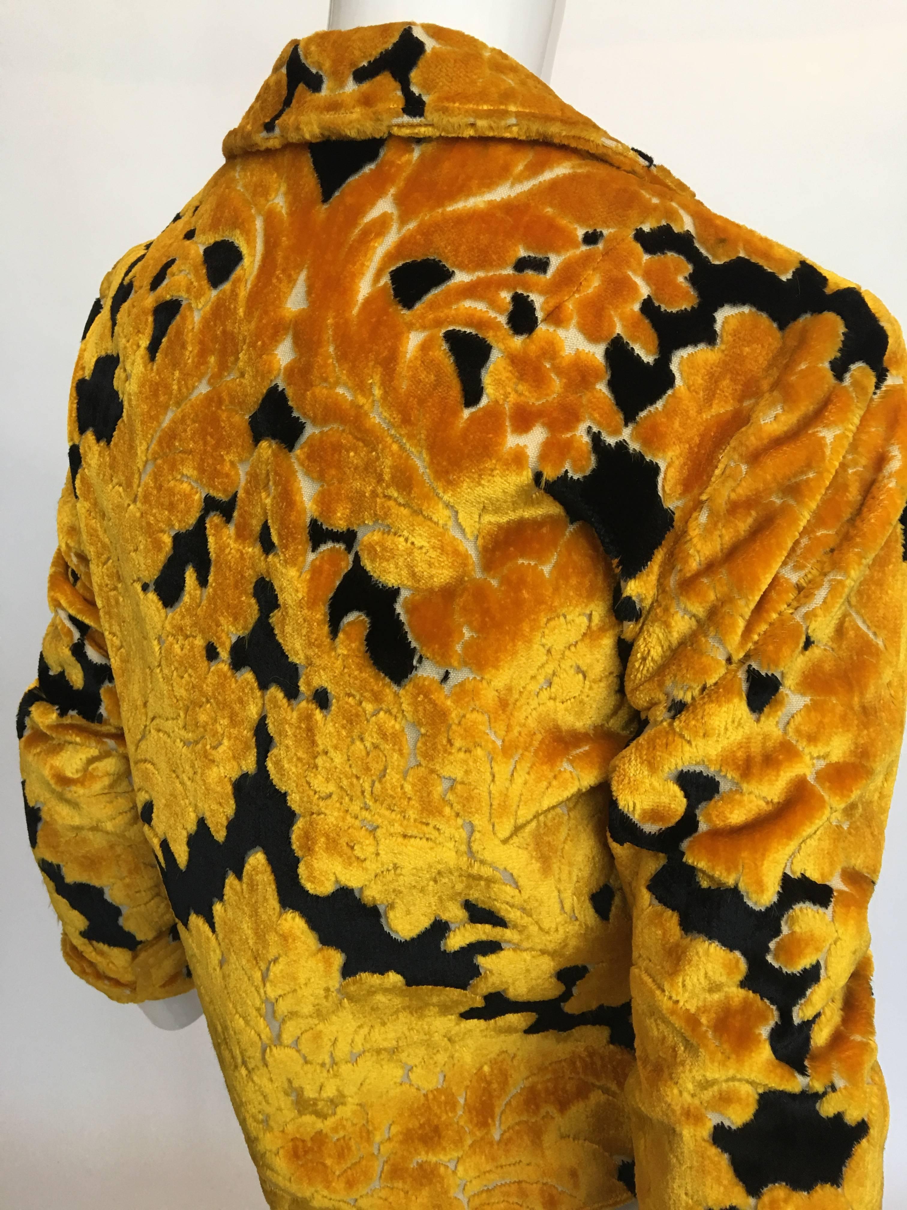 Orange Rudi Gernreich - Veste courte en brocart de velours jaune et noir, années 1960  en vente