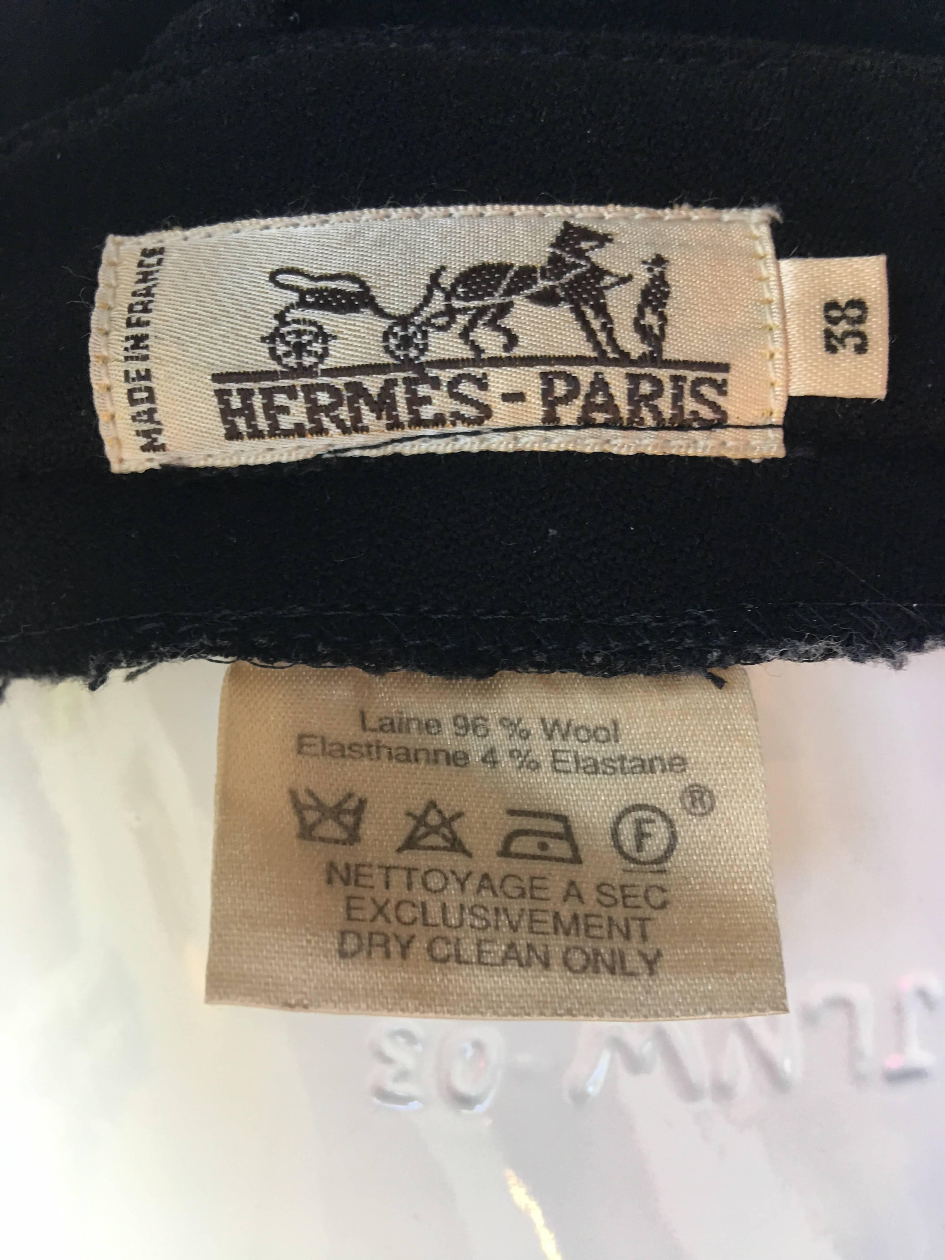 Hermes 1970's Black Wool Riding Pants For Sale 1