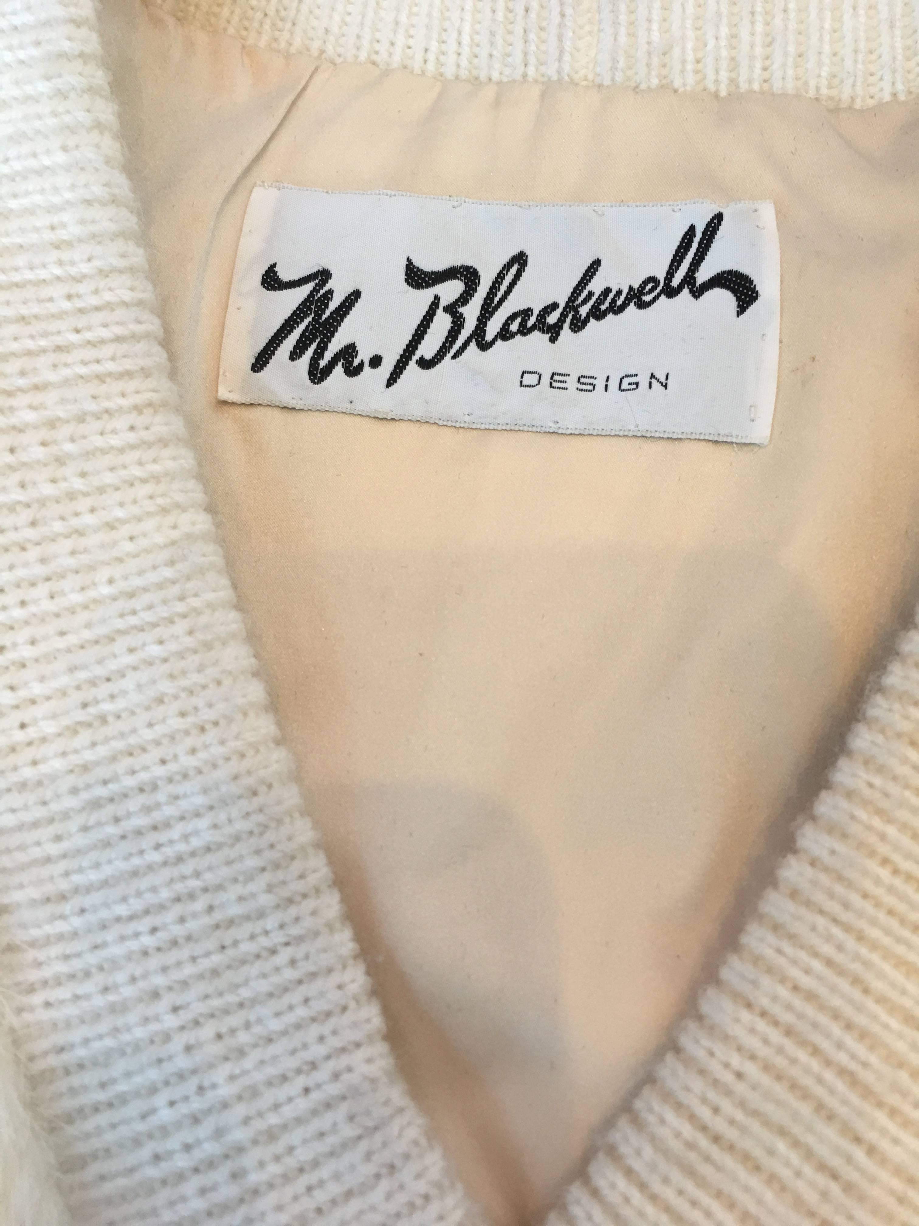 Brown Mr Blackwell 1960's White Mink V Neck Sweater