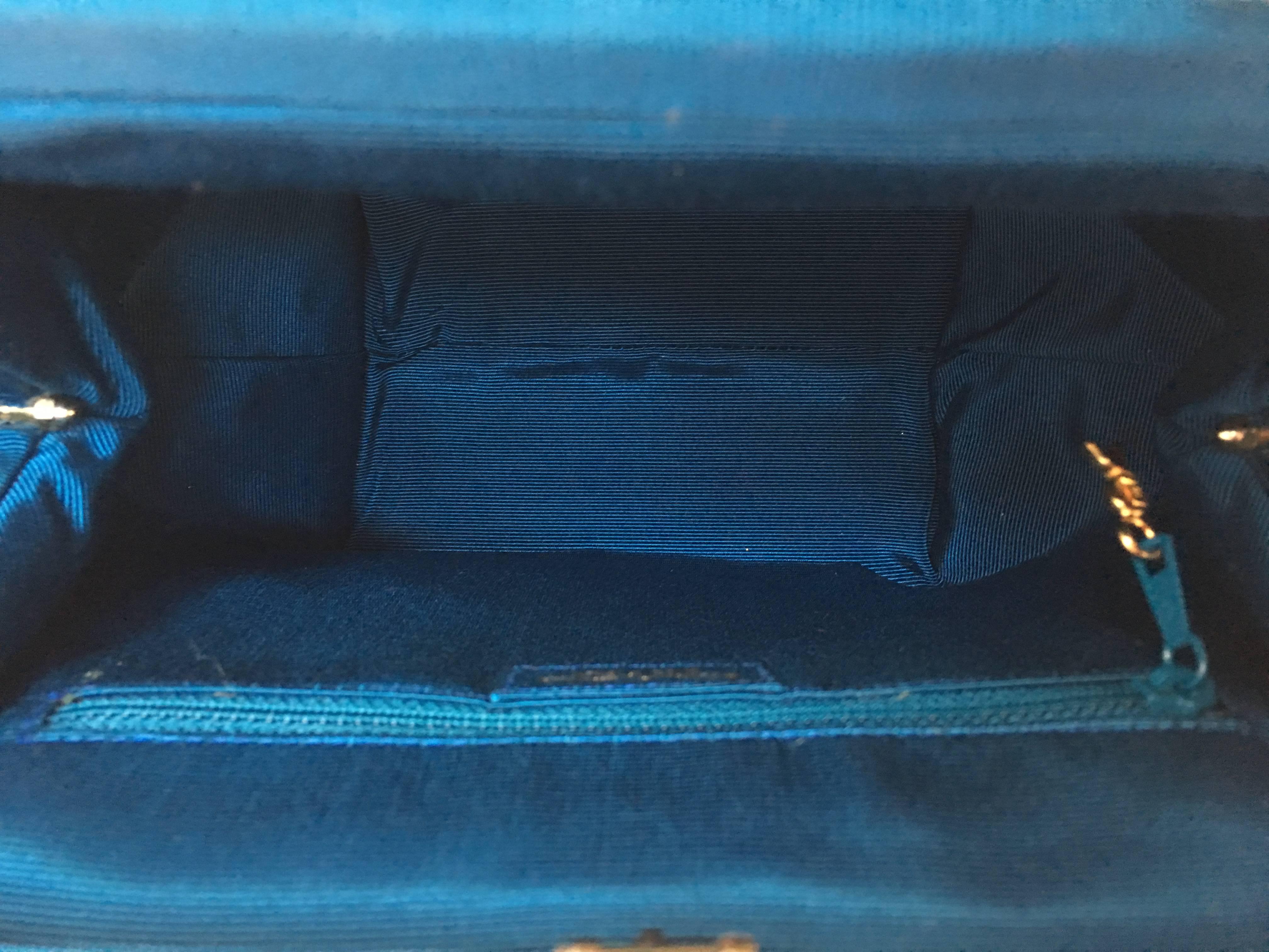 blue velvet handbag