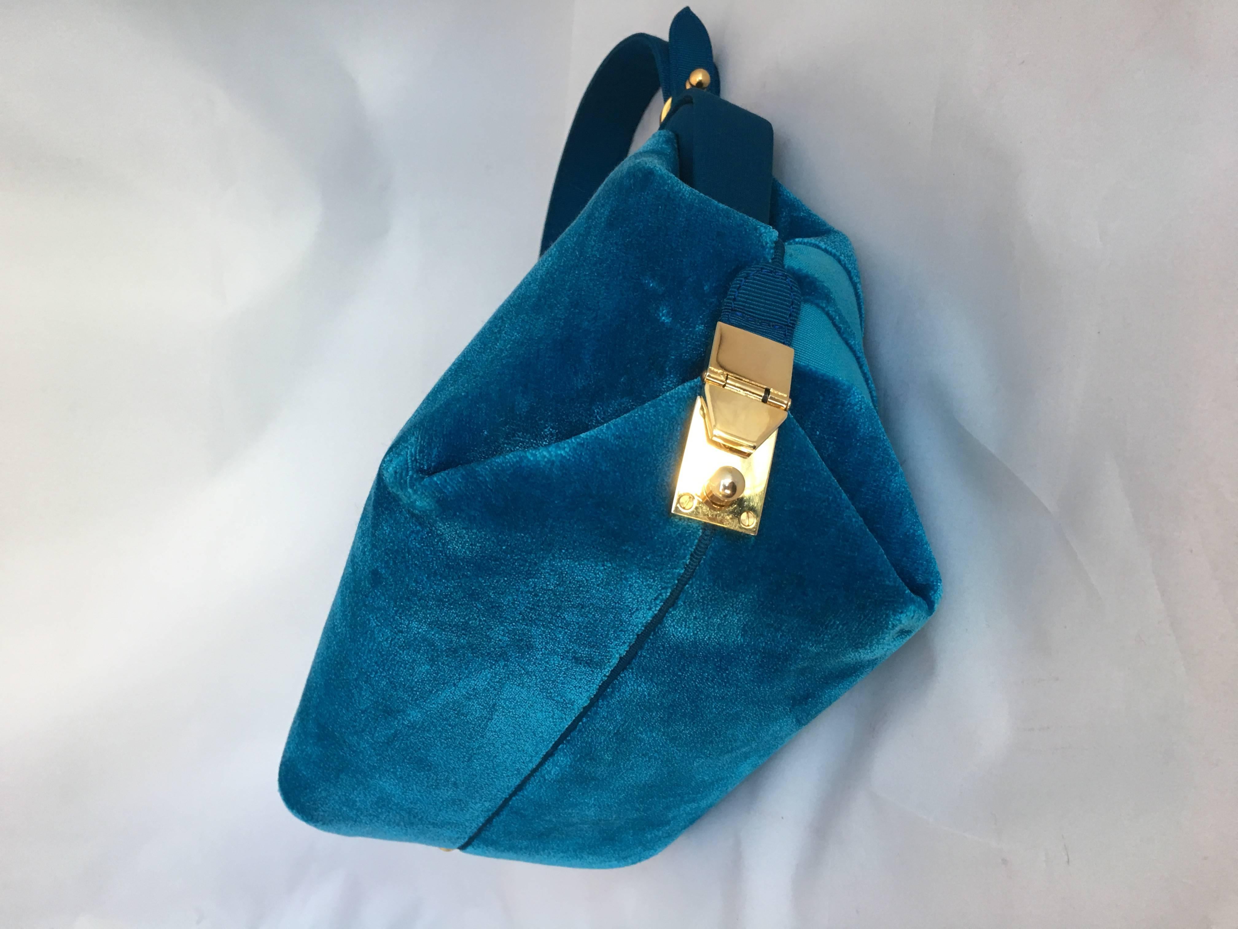 Blue  Roberta di Camerino 1990's Turquoise Velvet Handbag
