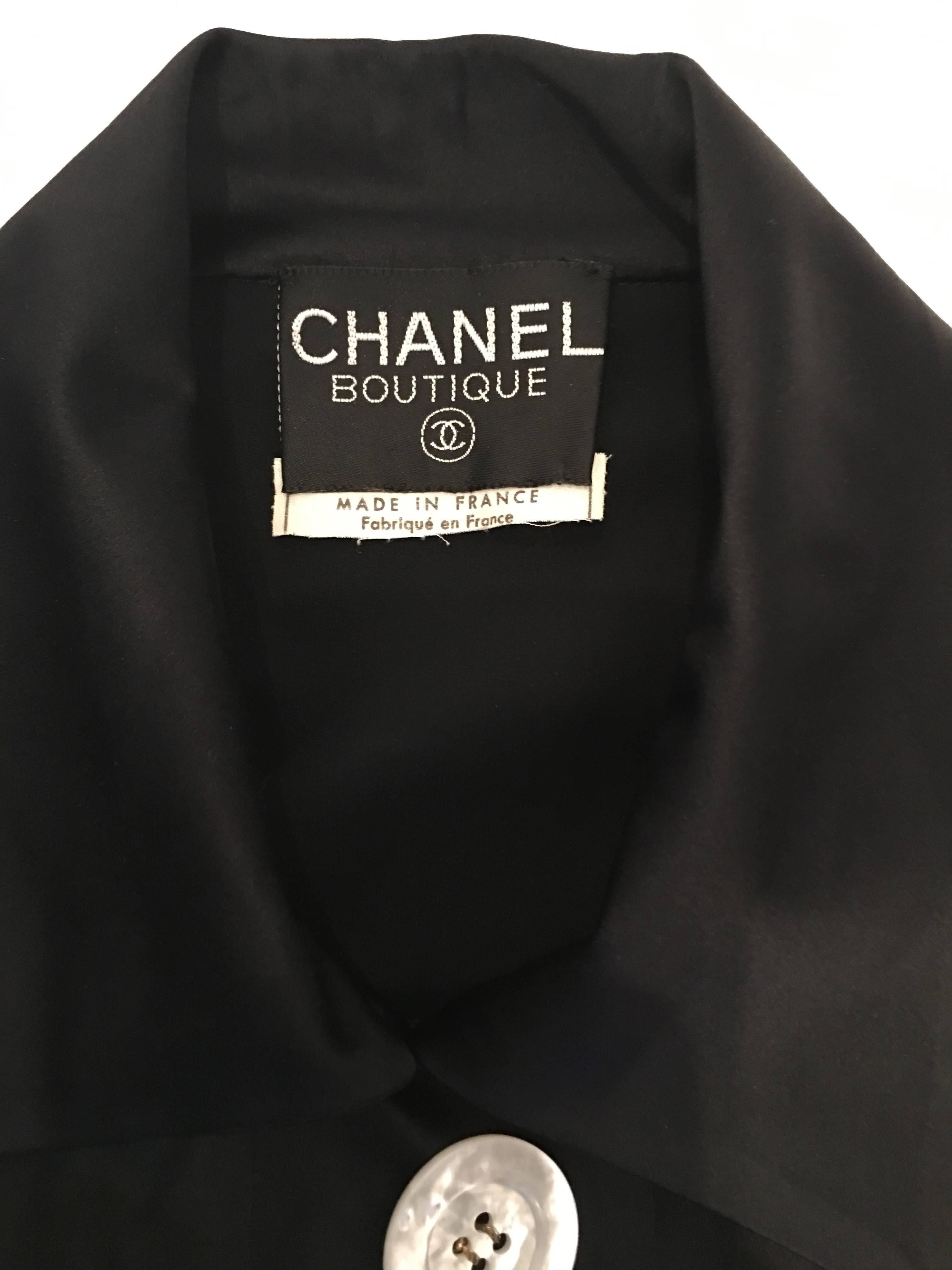Chanel 1990's Black Satin Sheath Dress 1