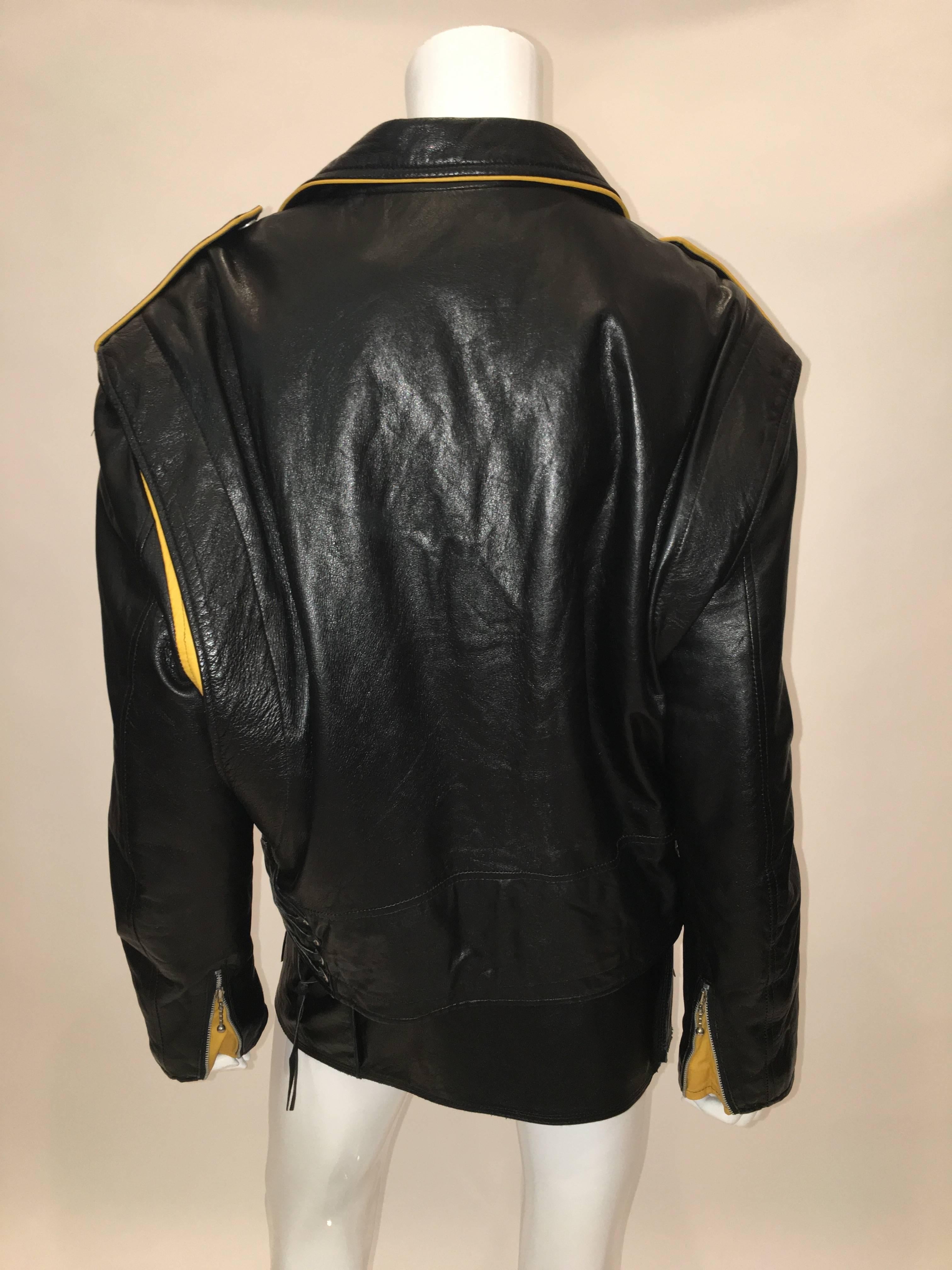 Women's or Men's Montana Vintage 1980'S Black Leather Motorcycle Jacket