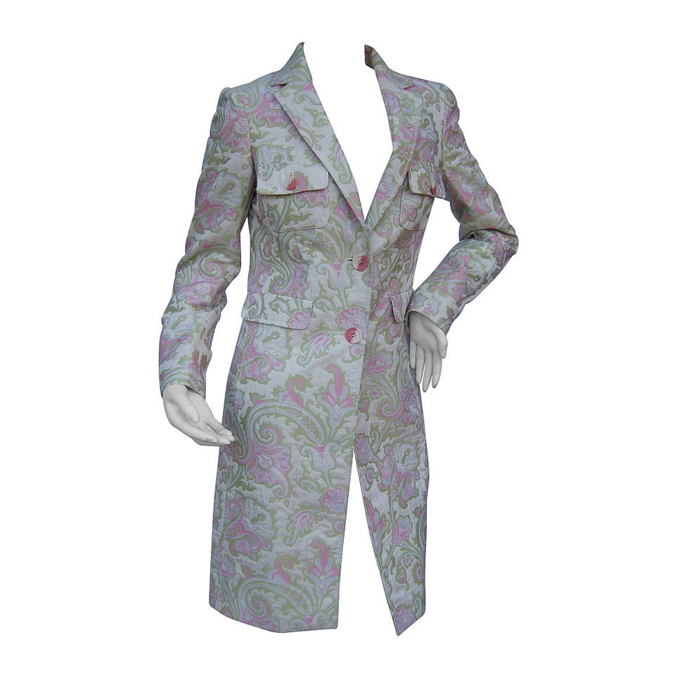 Etro Milano Paisley Floral Pink & Green Coat Size 40