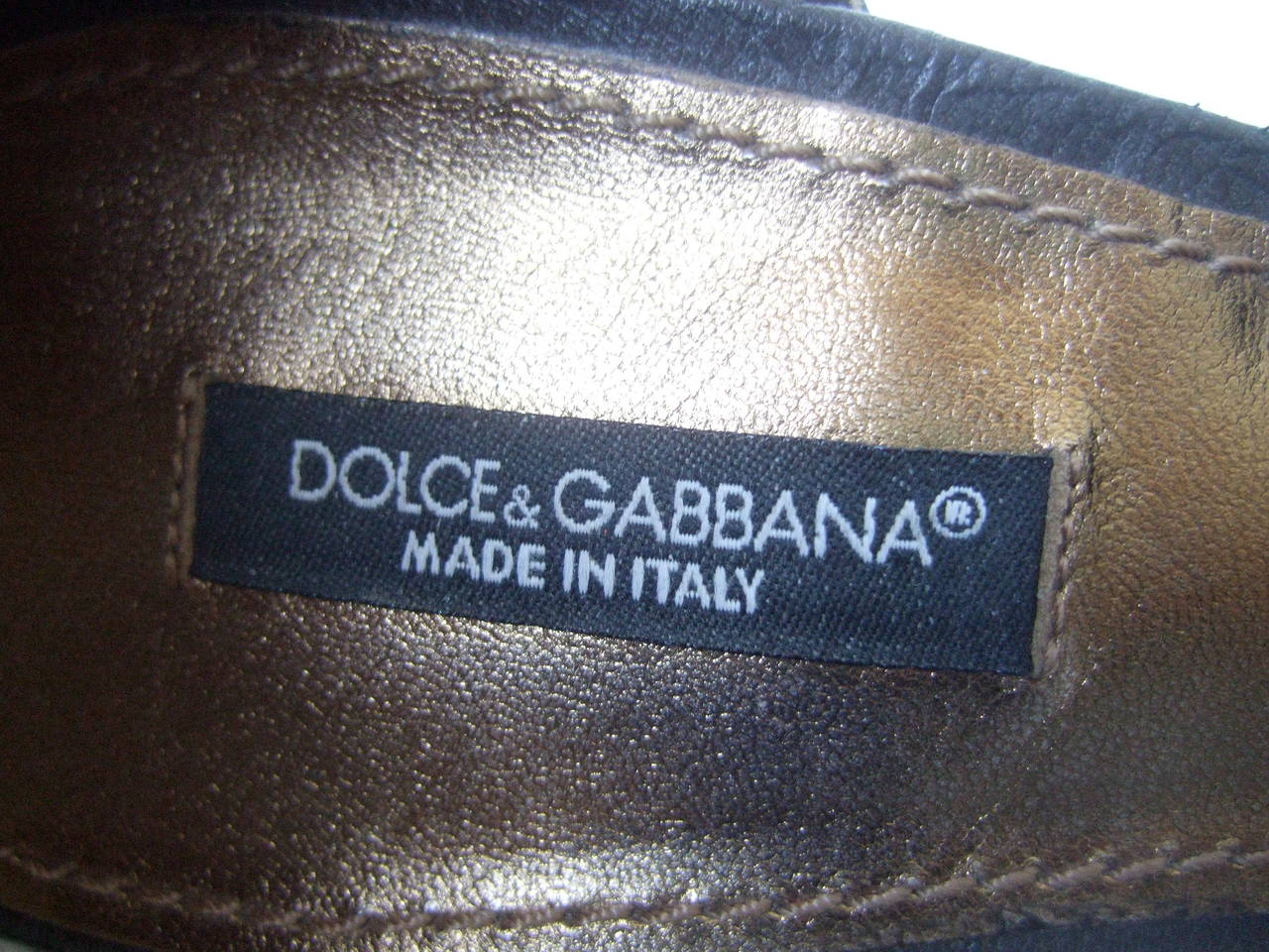 Black Dolce & Gabbana Gray & Brown Ankle Strap Shoes Size 39.5 Made in Italy For Sale