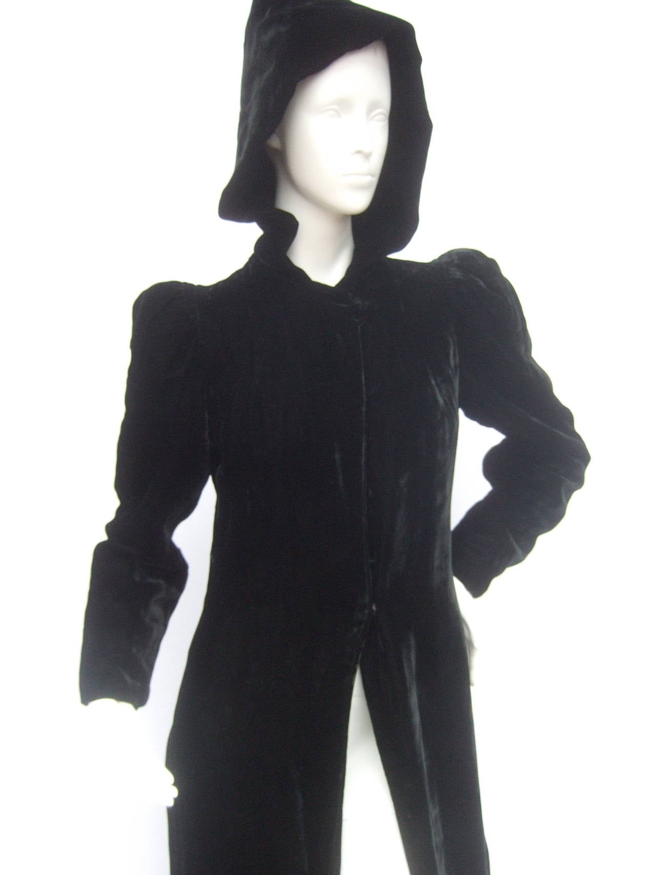 velvet hooded coat