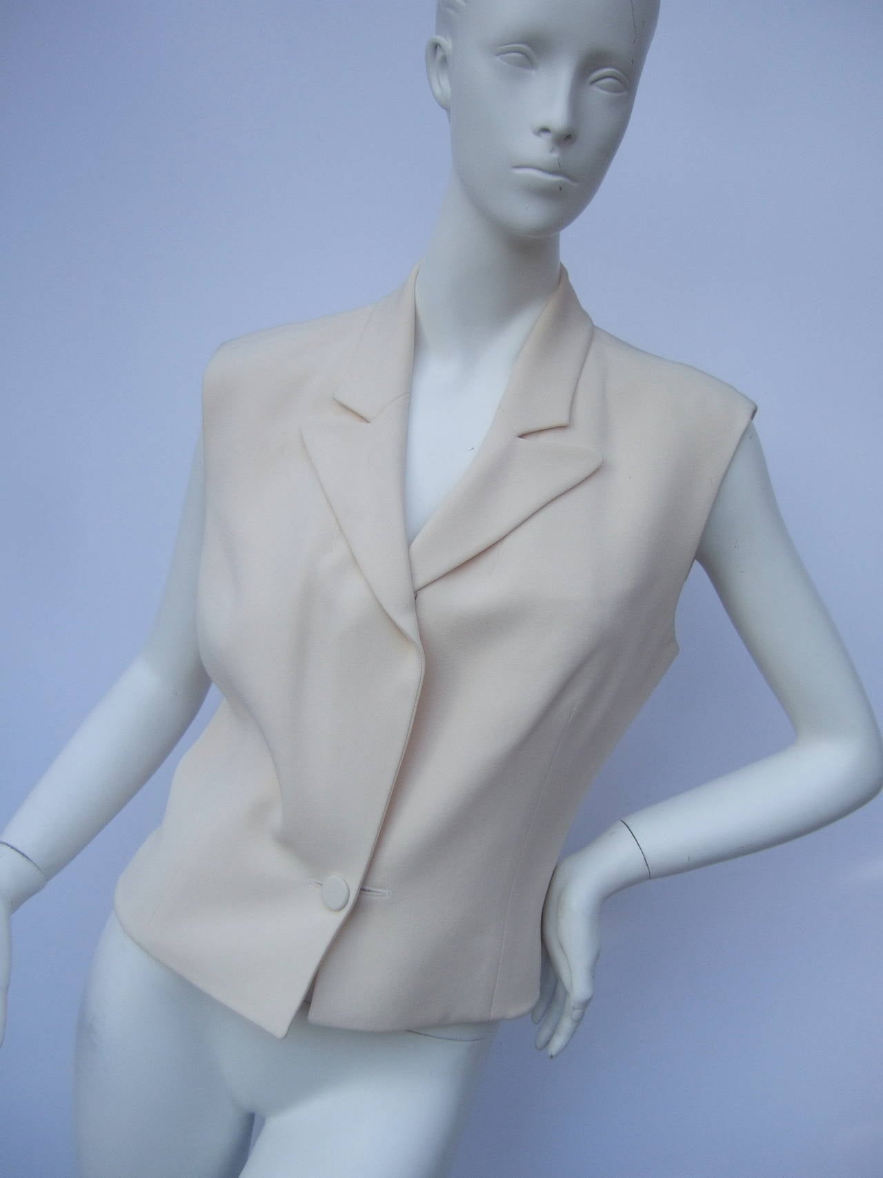 Beige Hermes Paris Ivory Silk Blouse Vest Made in France Size 38