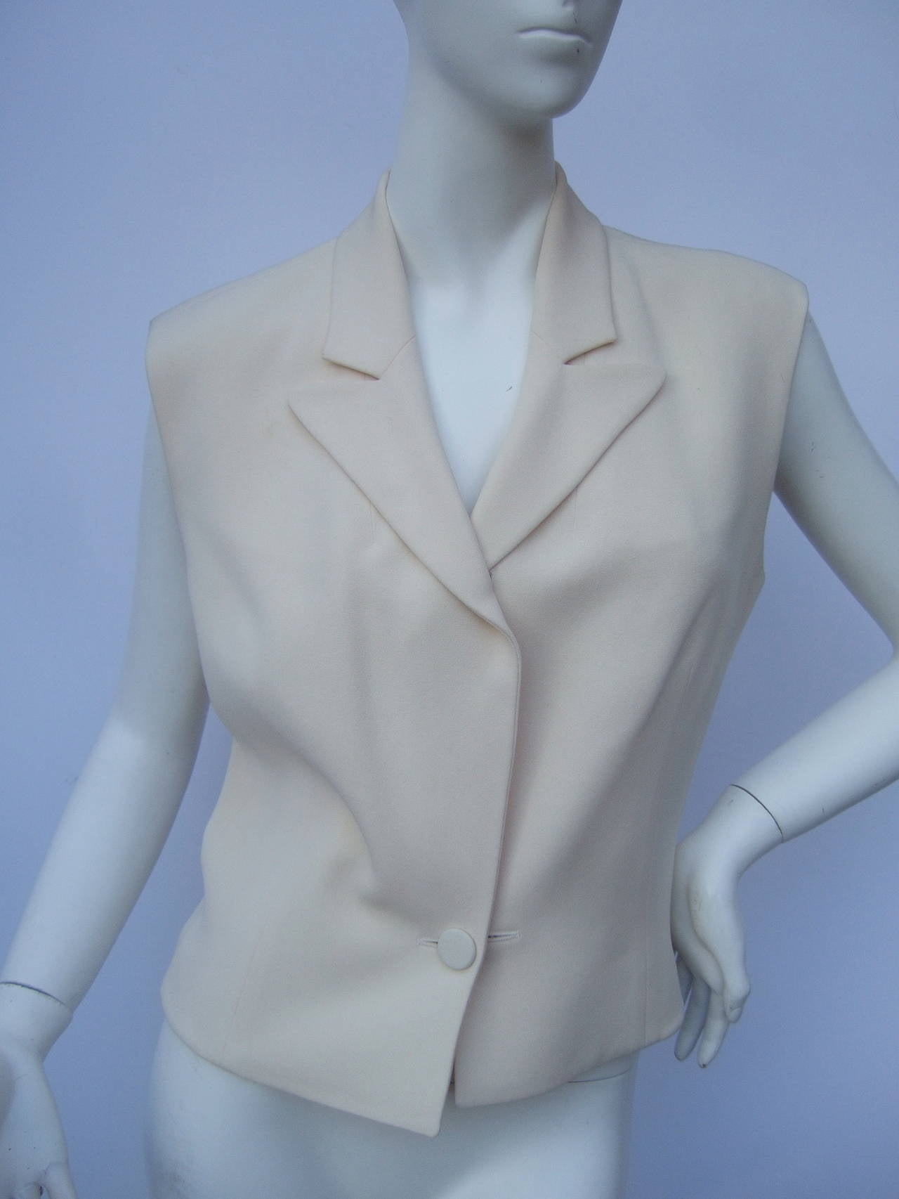 Hermes Paris Ivory Silk Blouse Vest Made in France Size 38 2