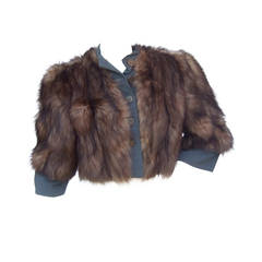 1940s Short Cropped Coney Fur Wool Jacket