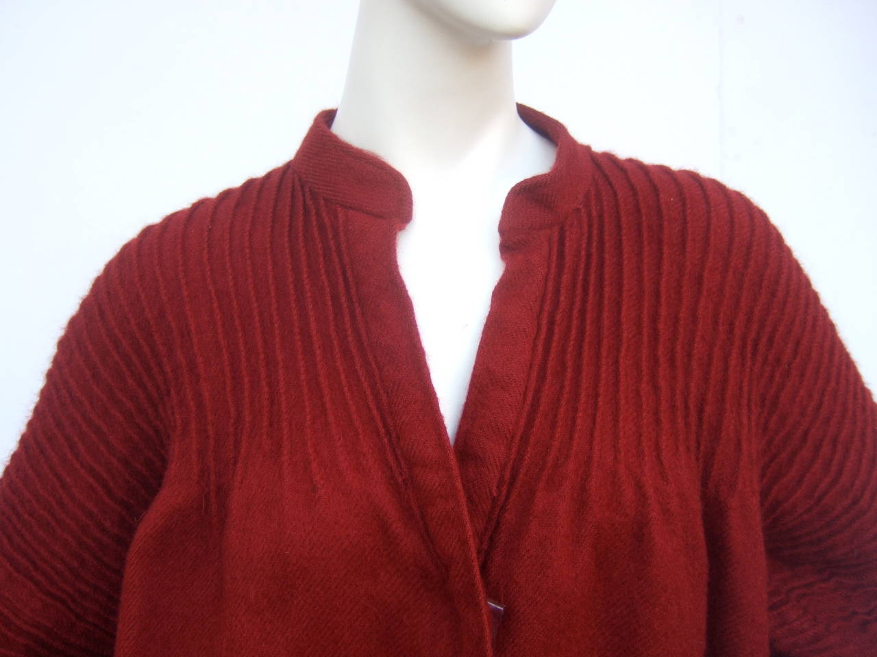 Red Geoffrey Beene Burgundy Wool Cocoon Coat for Saks Fifth Avenue
