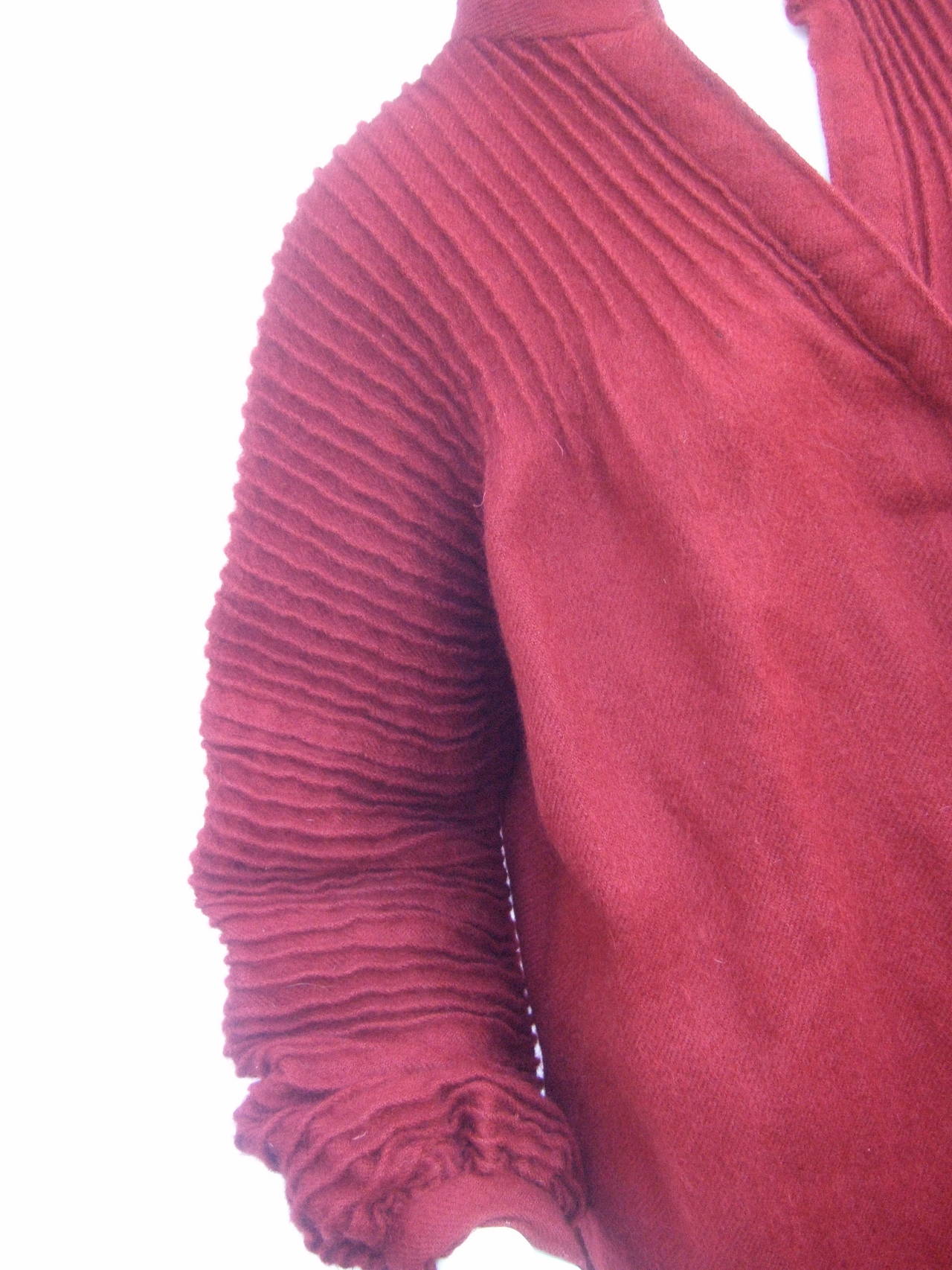 Geoffrey Beene Burgundy Wool Cocoon Coat for Saks Fifth Avenue 1