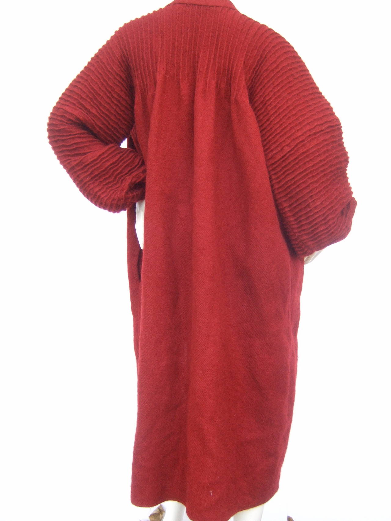 Women's Geoffrey Beene Burgundy Wool Cocoon Coat for Saks Fifth Avenue