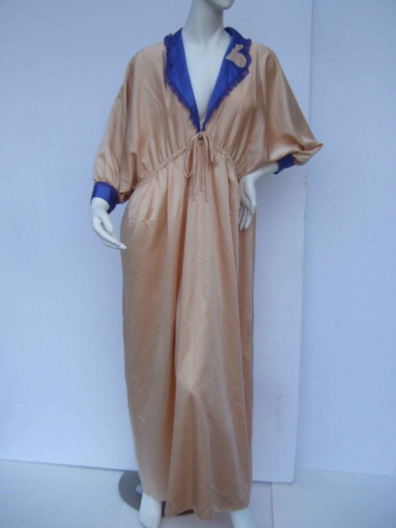Brown Zandra Rhodes Luxurious Peach Lounge Gown c 1980s