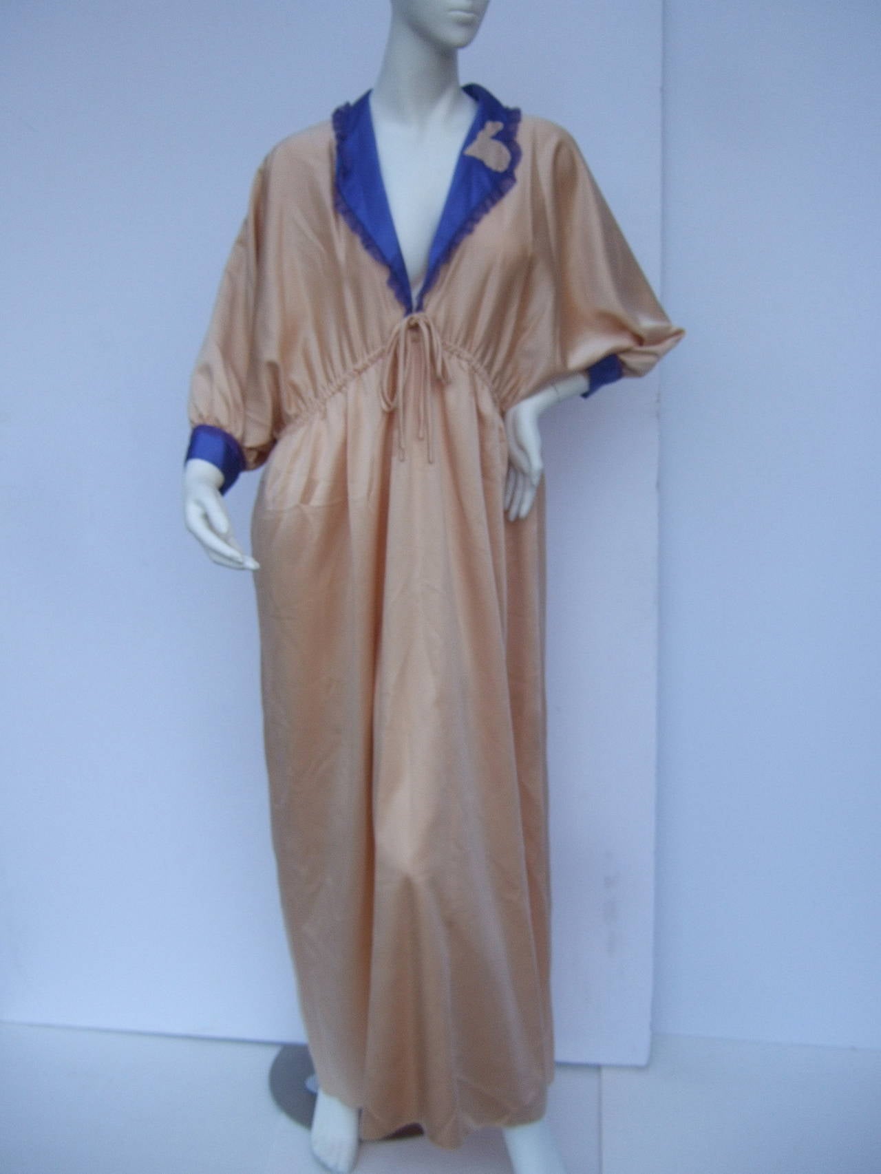 Zandra Rhodes Luxurious Peach Lounge Gown c 1980s 2