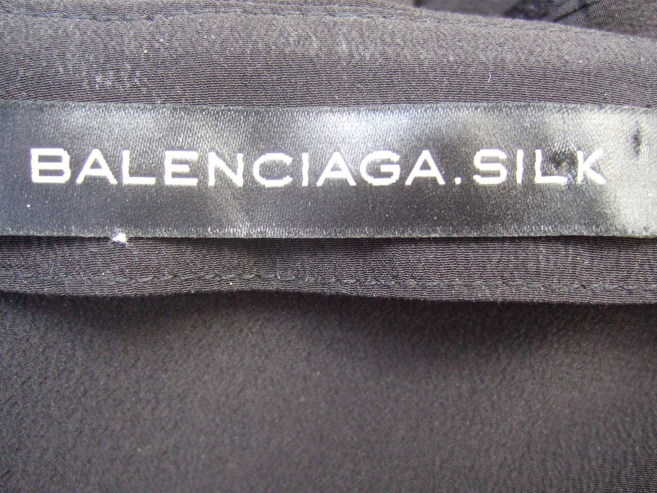 Balenciaga Sumptuous Black Silk Asymmetrical Pleated Dress Size 44 5