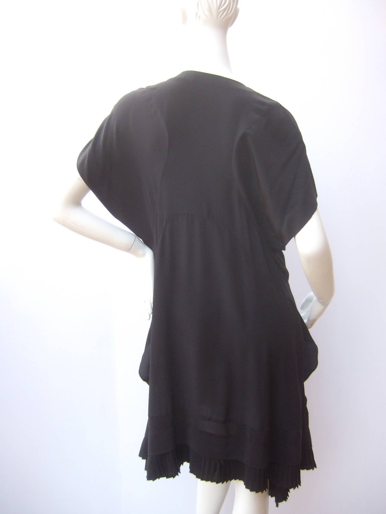 Balenciaga Sumptuous Black Silk Asymmetrical Pleated Dress Size 44 4