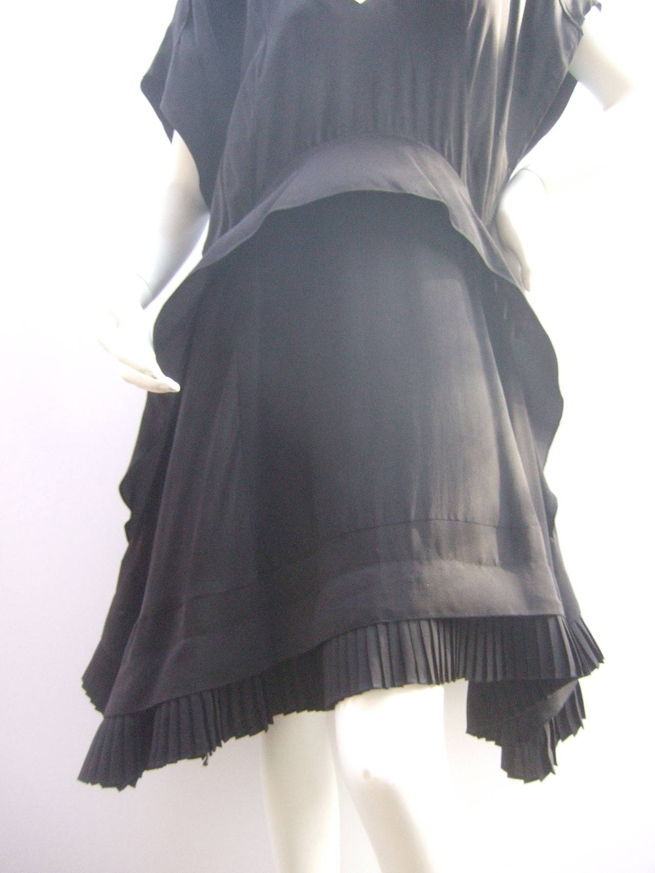 Balenciaga Sumptuous Black Silk Asymmetrical Pleated Dress Size 44 3