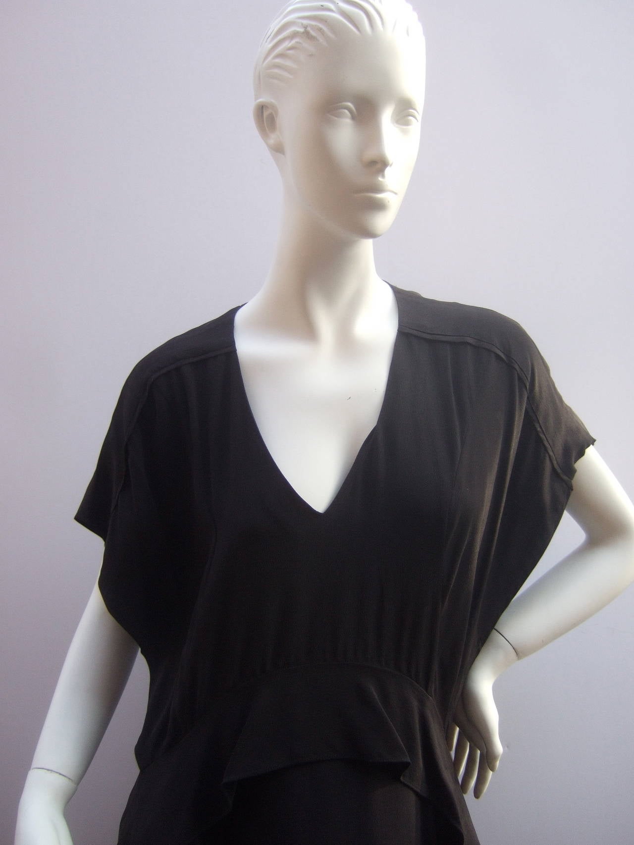 Women's Balenciaga Sumptuous Black Silk Asymmetrical Pleated Dress Size 44