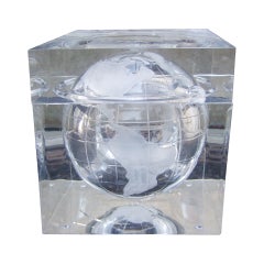 Allesandro Albrizzi Style Sleek Lucite World Globe Ice Bucket c 1970