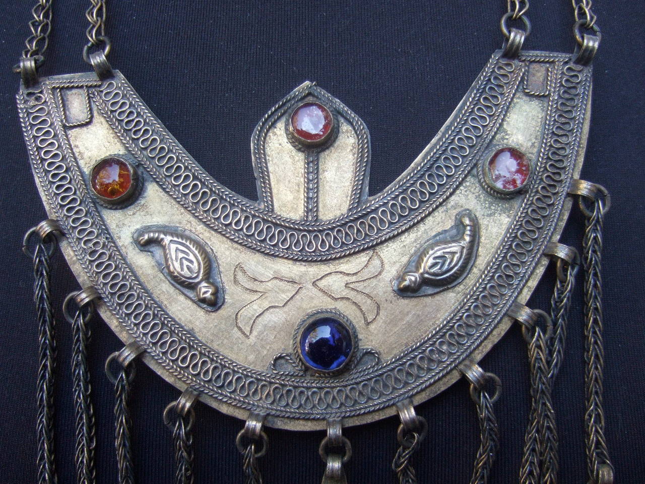Massive Egyptian Revival Style Jeweled Serpent Ceremonial Necklace 2