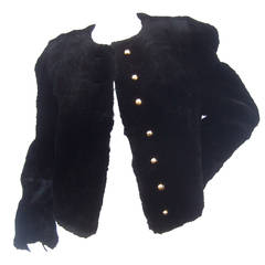 Used Black Plush Sheared Beaver Fur Jacket Made in France