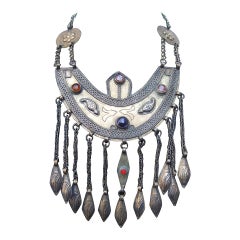 Vintage Massive Egyptian Revival Style Jeweled Serpent Ceremonial Necklace