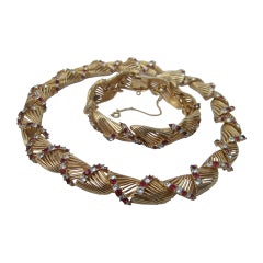 Marcel Boucher Crystal Wreath Necklace & Bracelet Set ca 1960