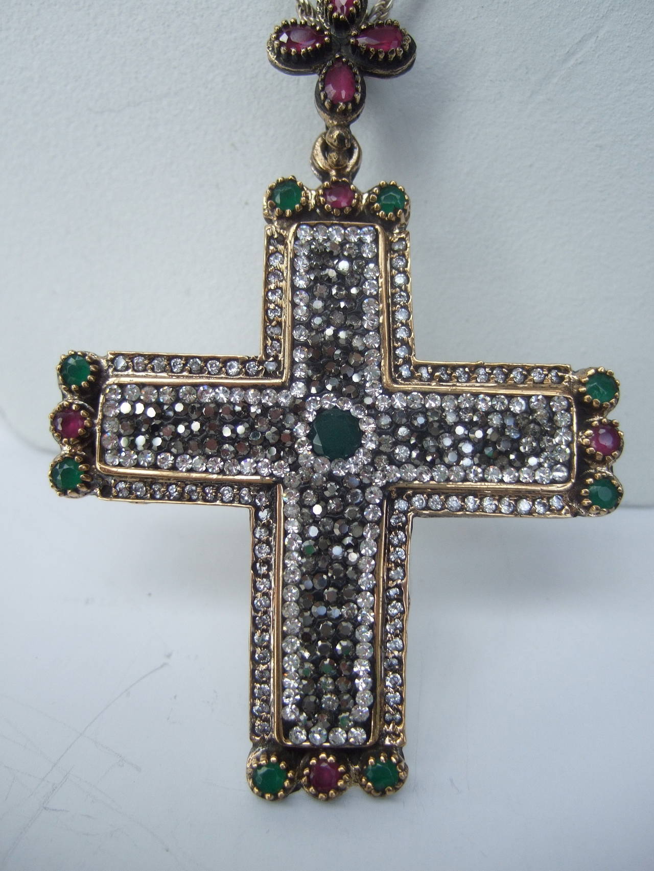 semi precious stone cross pendant
