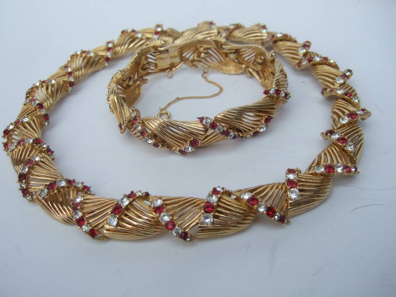 Marcel Boucher Crystal Wreath Necklace & Bracelet Set ca 1960 3