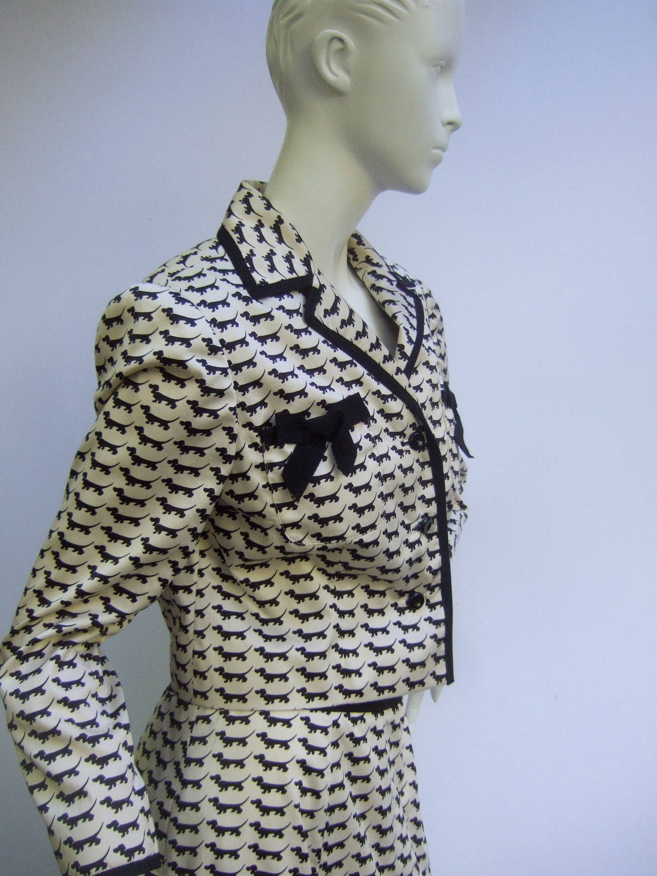 Saks Fifth Avenue Stylish Canine Graphic Print Skirt Suit 1