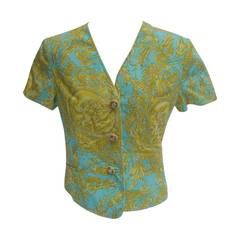 Versace Vibrant Print Medusa Button Cotton Jacket US Size 10 6
