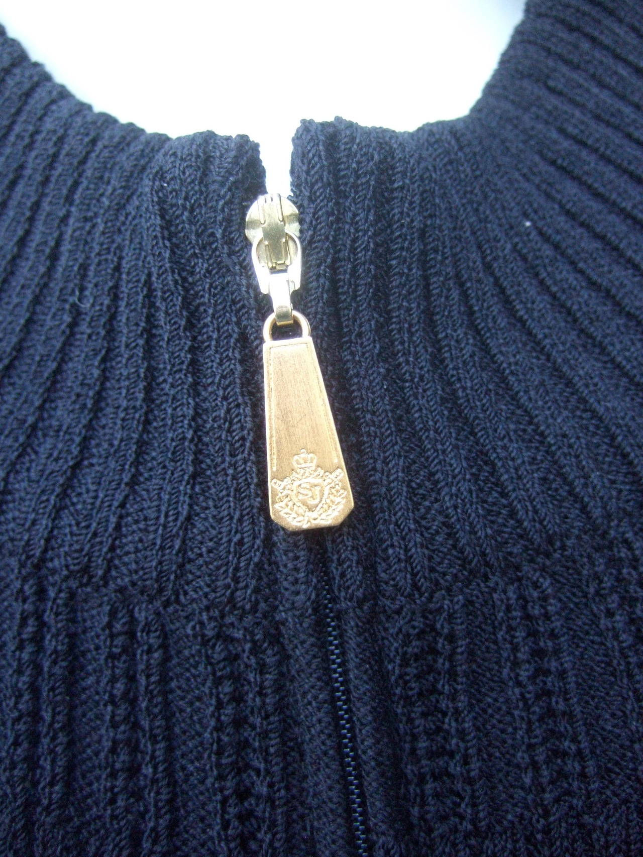 St John Sport Black Fringe Knit Zippered Poncho c 1990s 1